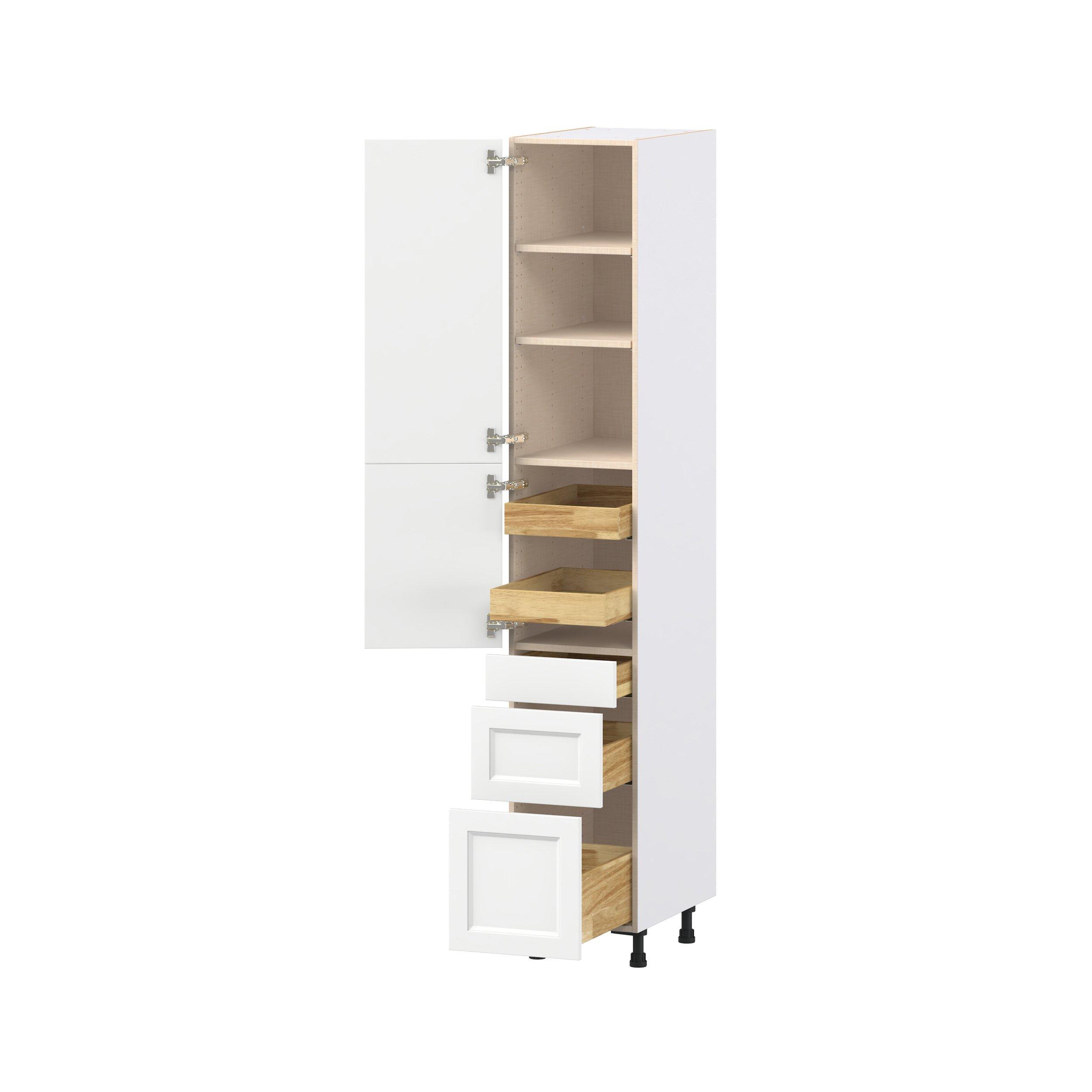 Peachtree 15 in. Painted Bright White Door and Drawer Pantry Cabinet with Inner Pull-Out