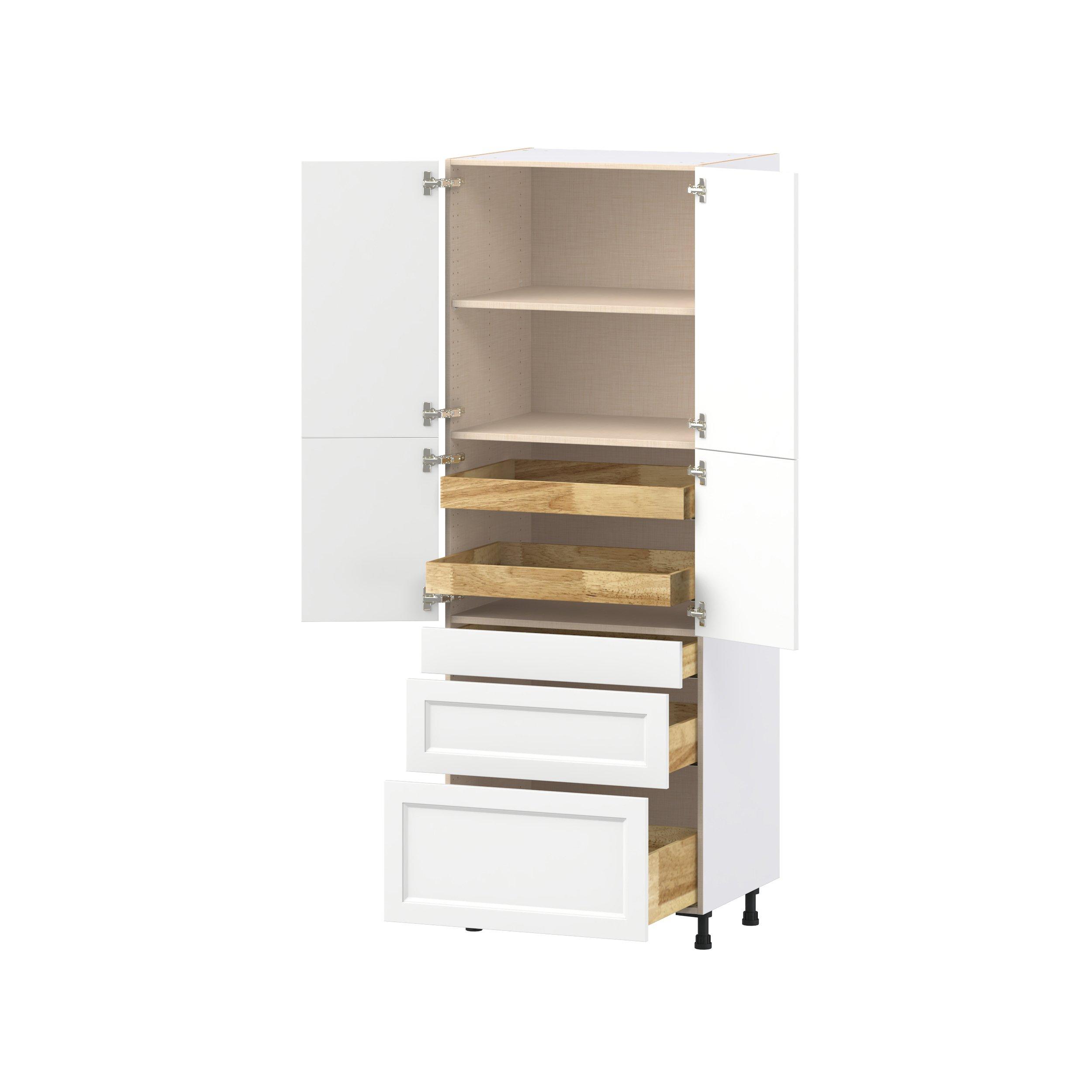 Peachtree 30 in. Painted Bright White Door and Drawer Pantry Cabinet with Inner Pull-Out