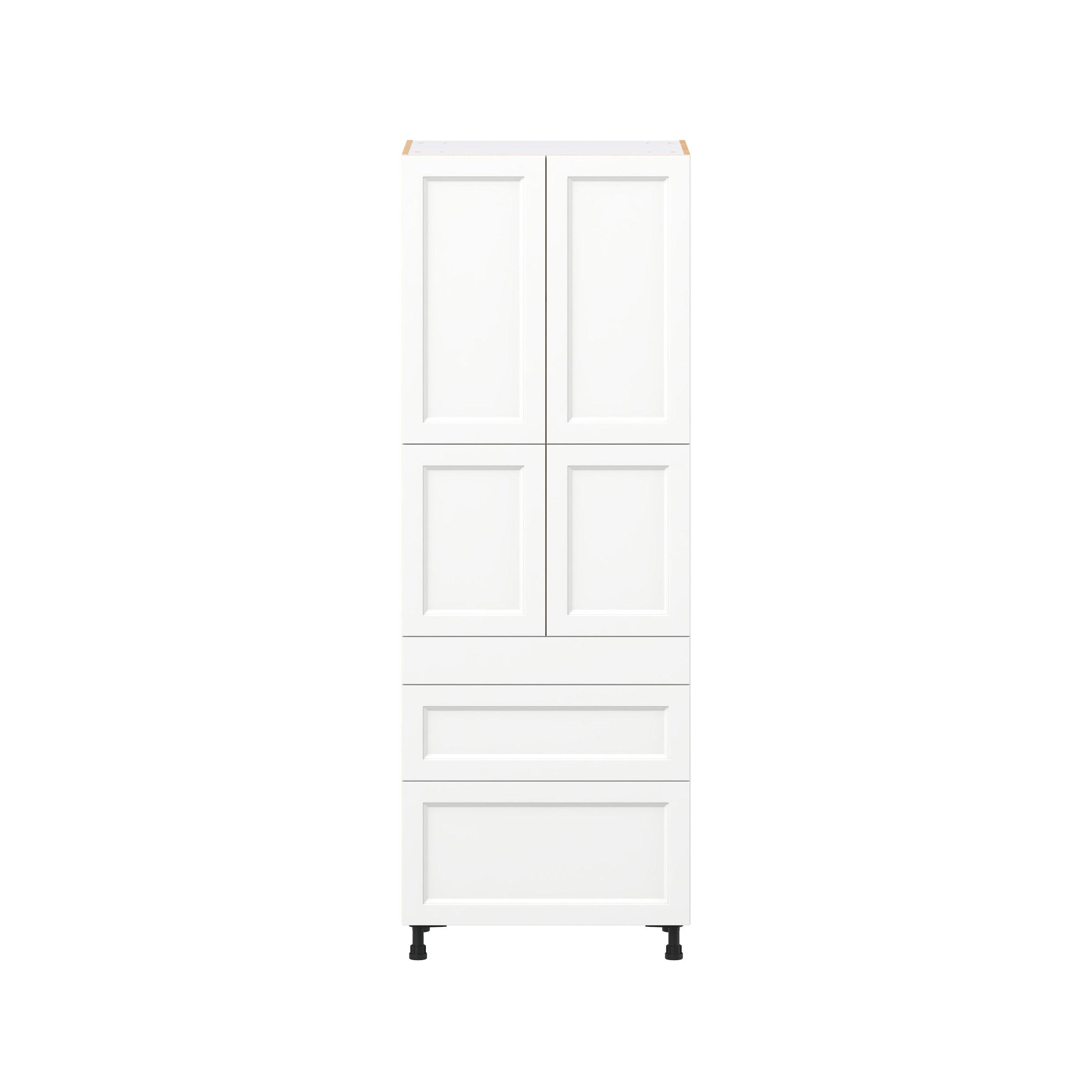 Peachtree 30 in. Painted Bright White Door and Drawer Pantry Cabinet with Inner Pull-Out