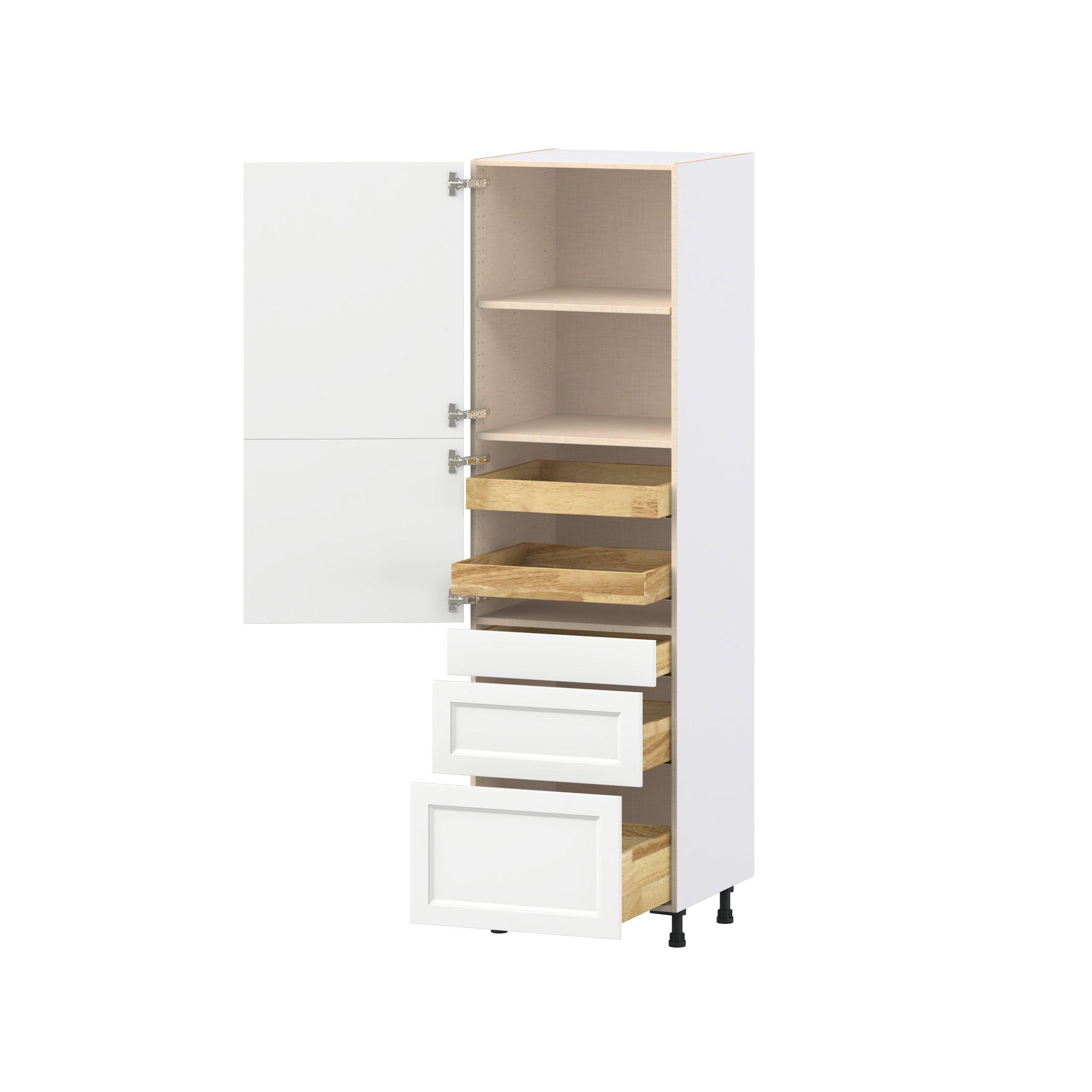 Peachtree 24 in. Painted Bright White Door and Drawer Pantry Cabinet with Inner Pull-Out