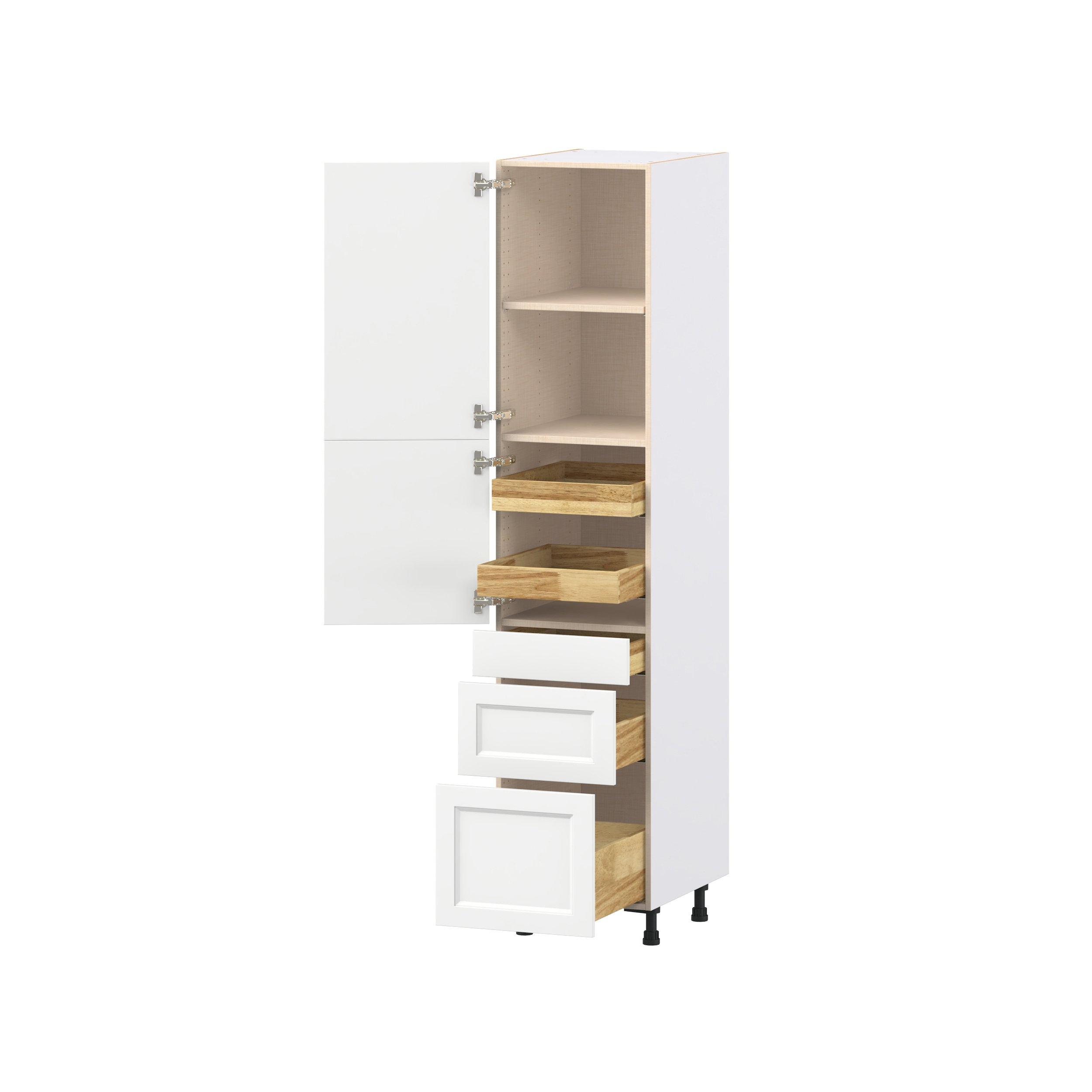 Peachtree 18 in. Painted Bright White Door and Drawer Pantry Cabinet with Inner Pull-Out