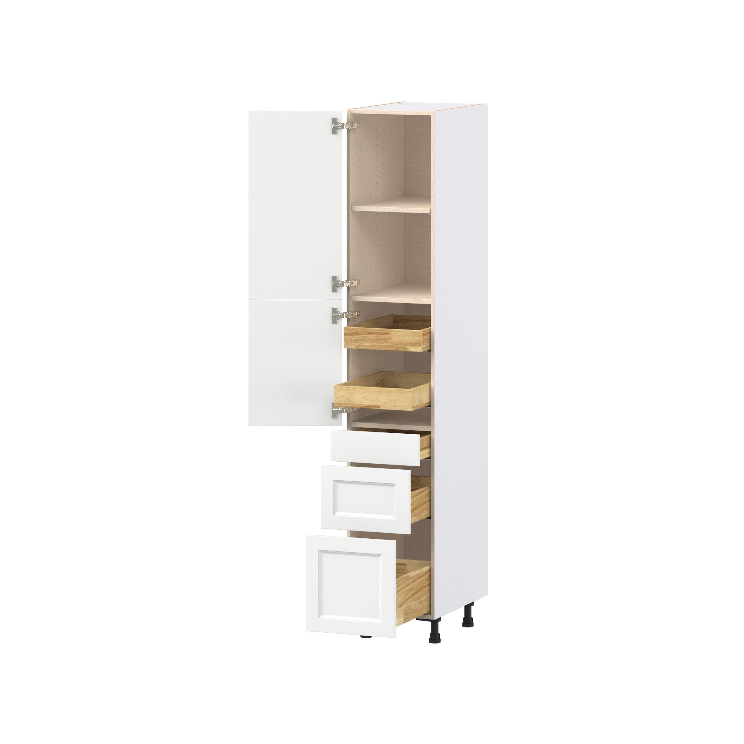 Peachtree 15 in. Painted Bright White Door and Drawer Pantry Cabinet with Inner Pull-Out