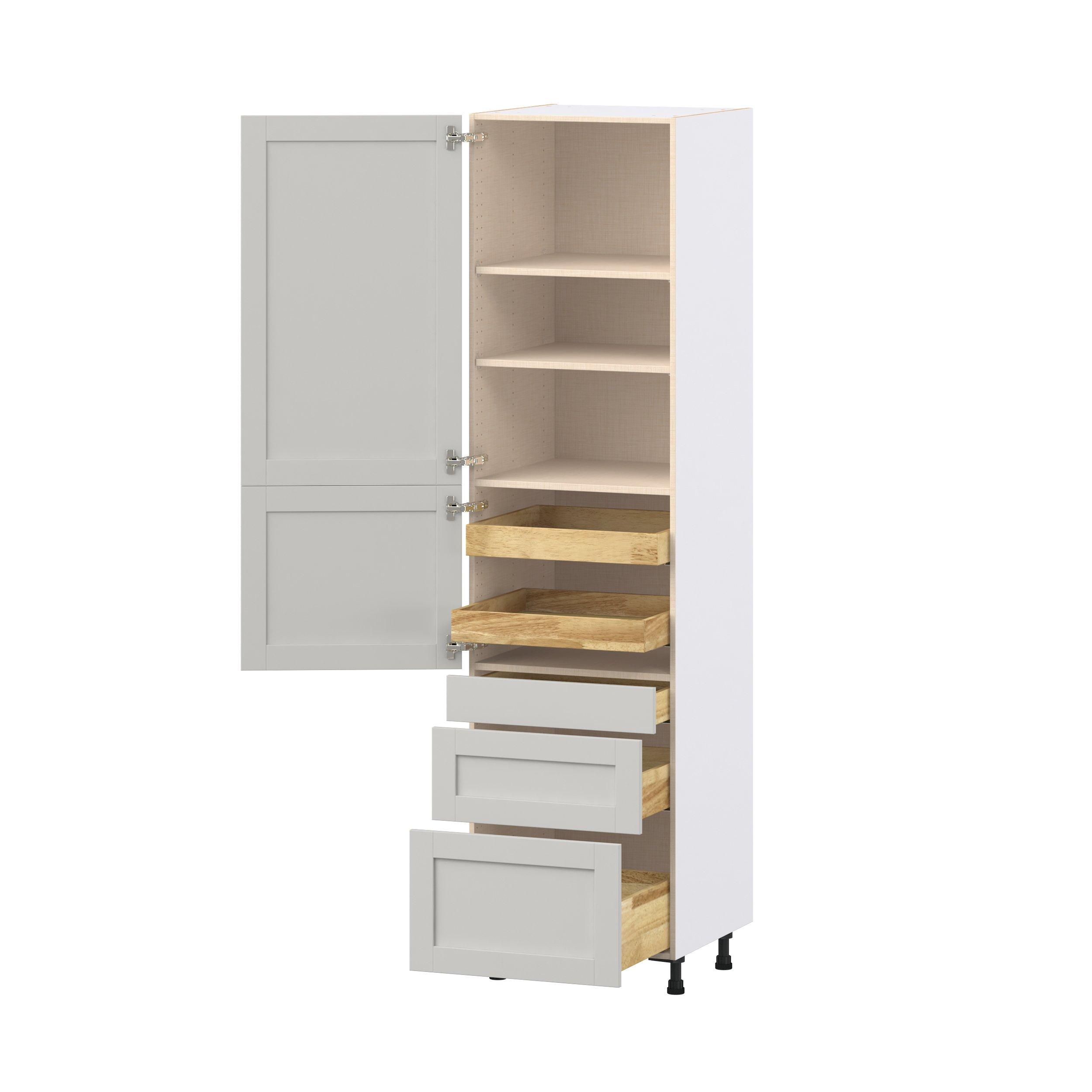 Summerhill 24 in. Light Gray Door and Drawer Pantry Cabinet with Inner Pull-Out
