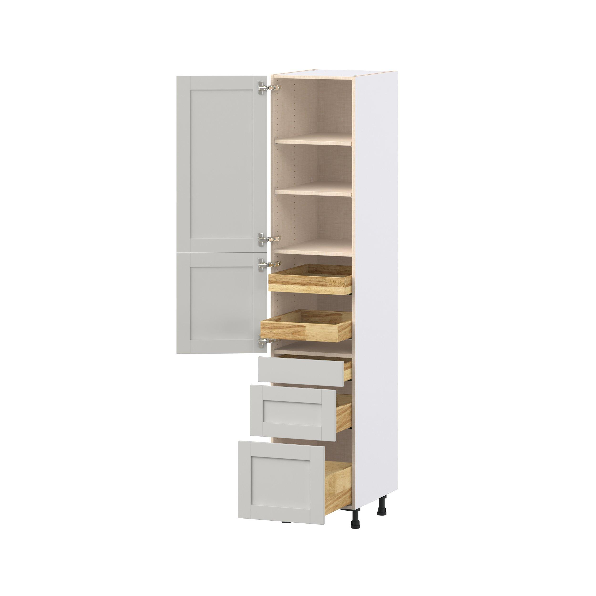 Summerhill 18 in. Light Gray Door and Drawer Pantry Cabinet with Inner Pull-Out