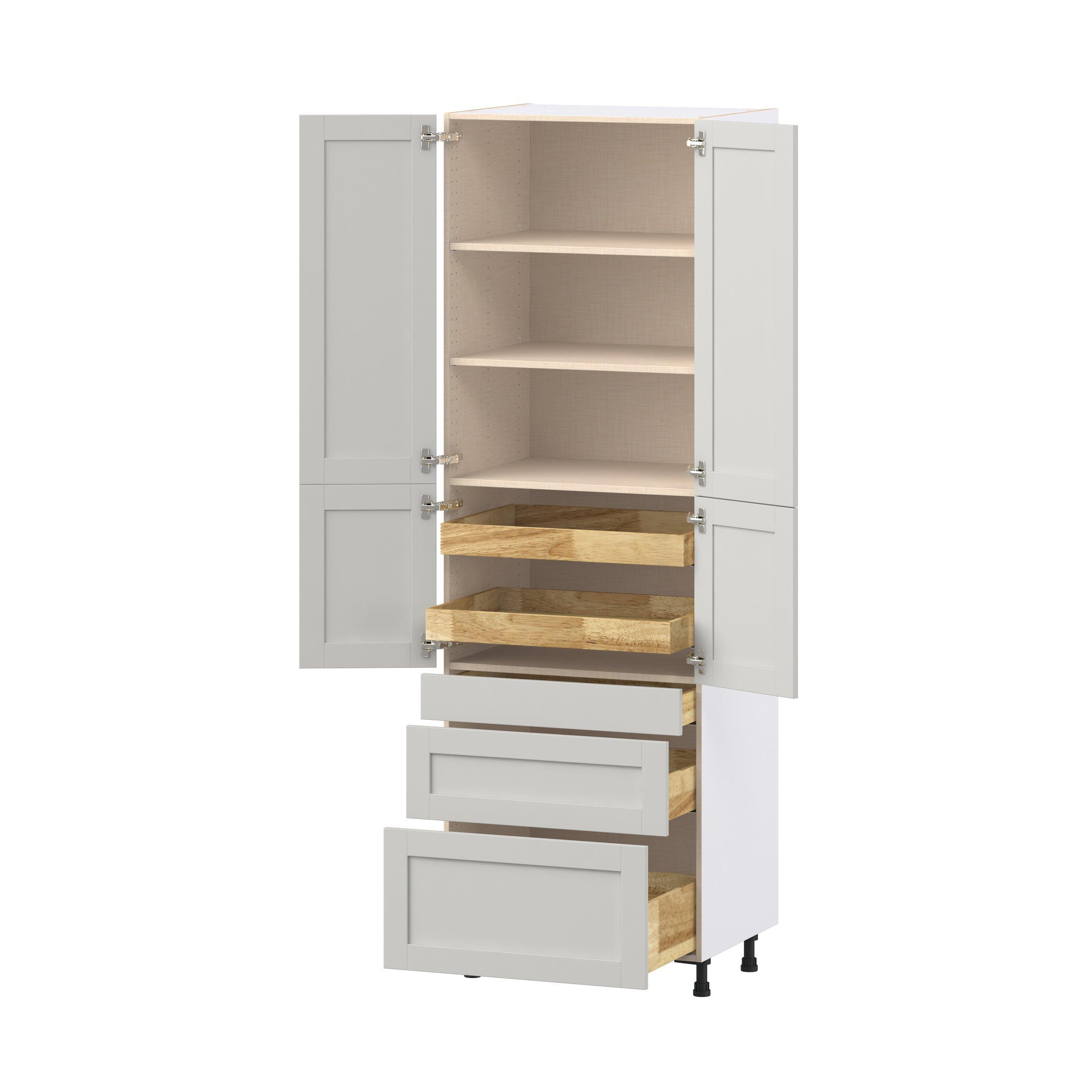 Summerhill 30 in. Light Gray Door and Drawer Pantry Cabinet with Inner Pull-Out