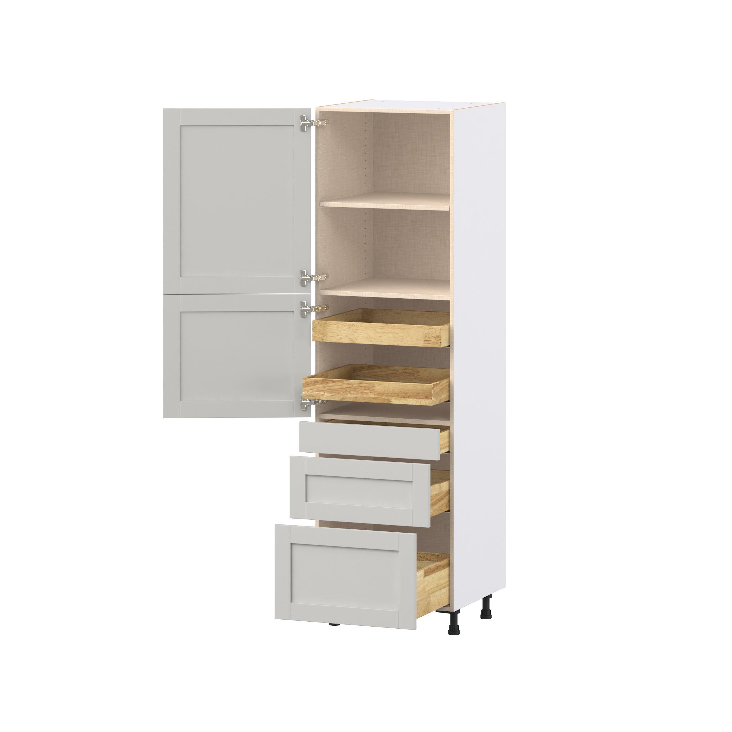 Summerhill 24 in. Light Gray Door and Drawer Pantry Cabinet with Inner Pull-Out