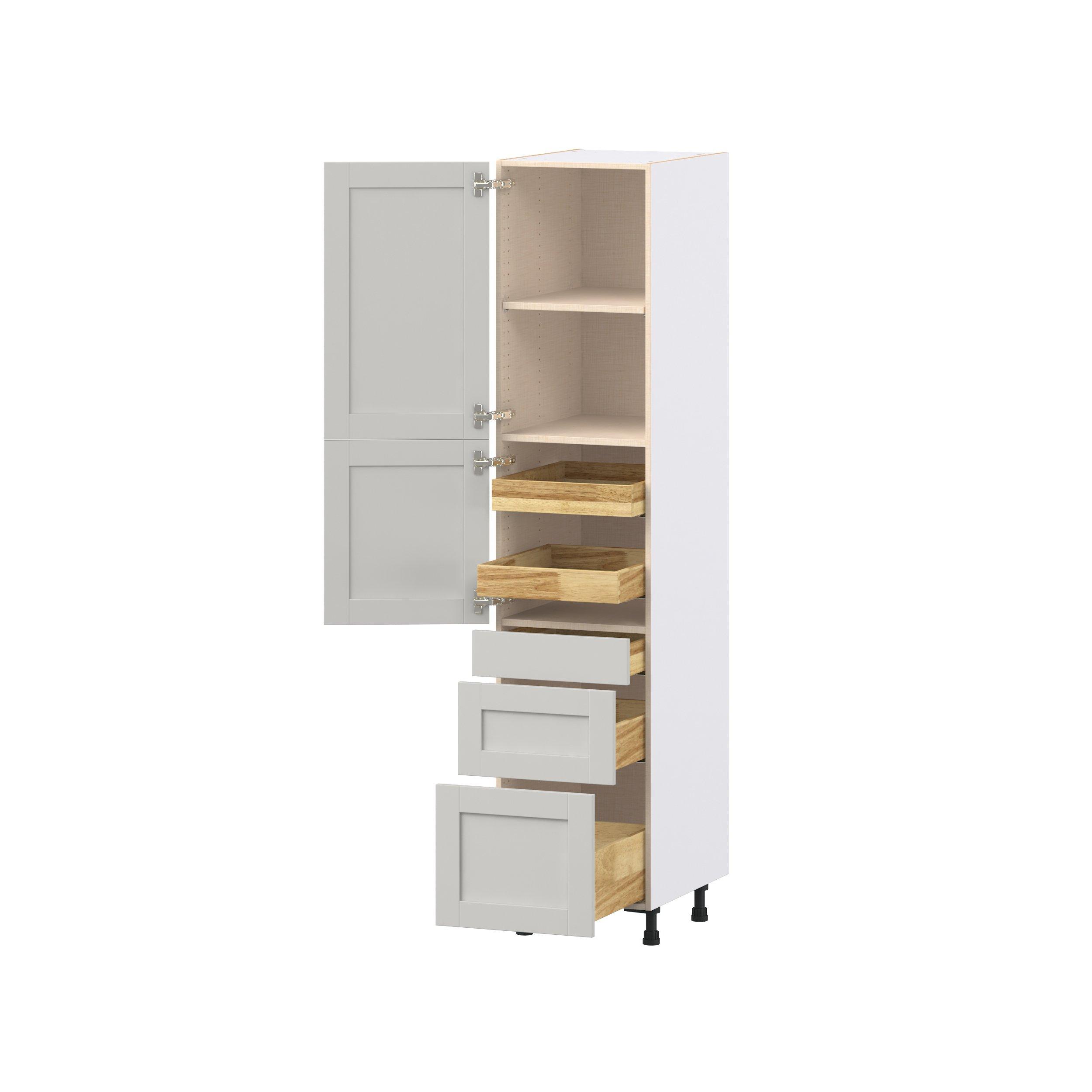 Summerhill 18 in. Light Gray Door and Drawer Pantry Cabinet with Inner Pull-Out