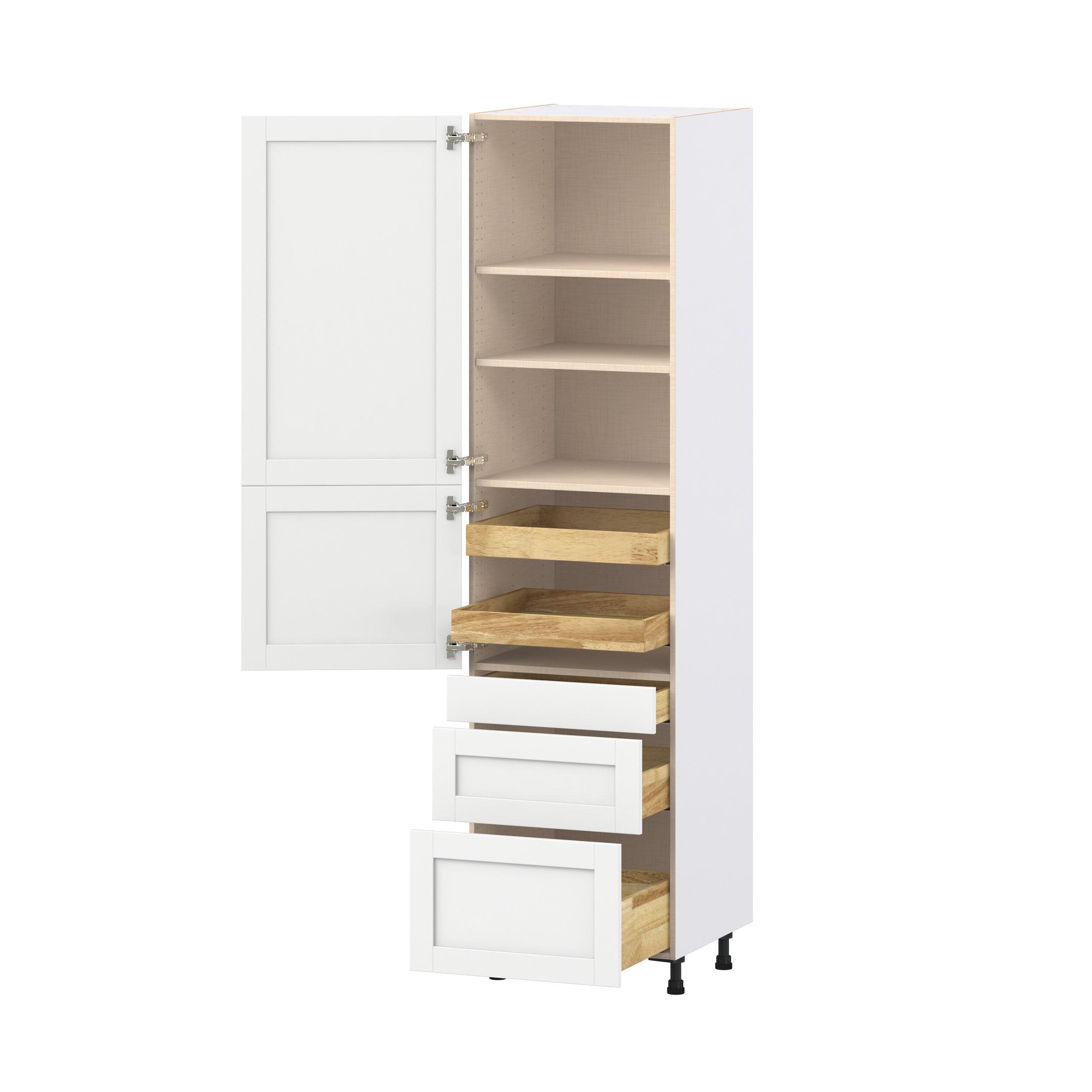 Summerhill 24 in. Bright White Door and Drawer Pantry Cabinet with Inner Pull-Out