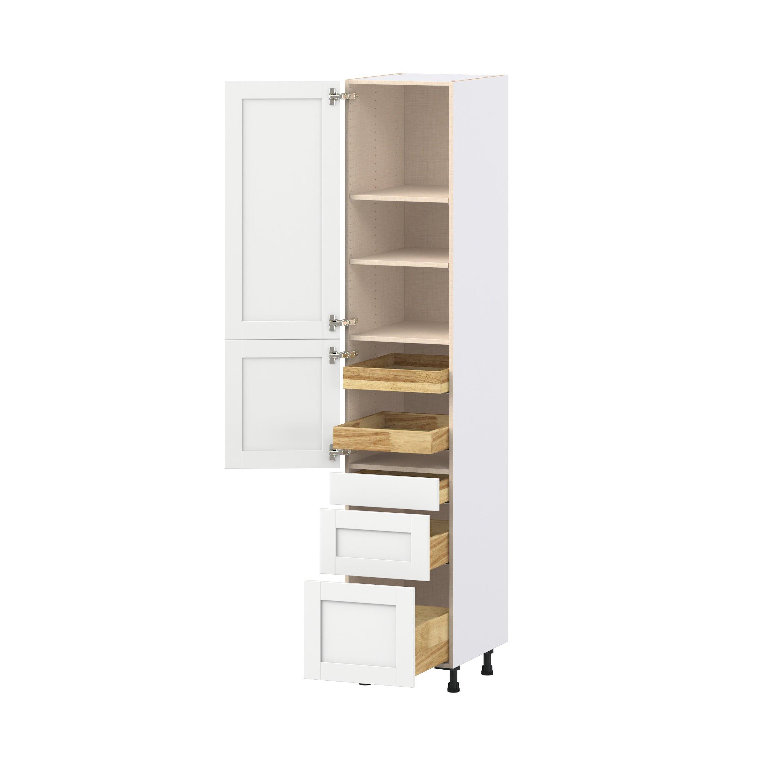 Summerhill 18 in. Bright White Door and Drawer Pantry Cabinet with Inner Pull-Out