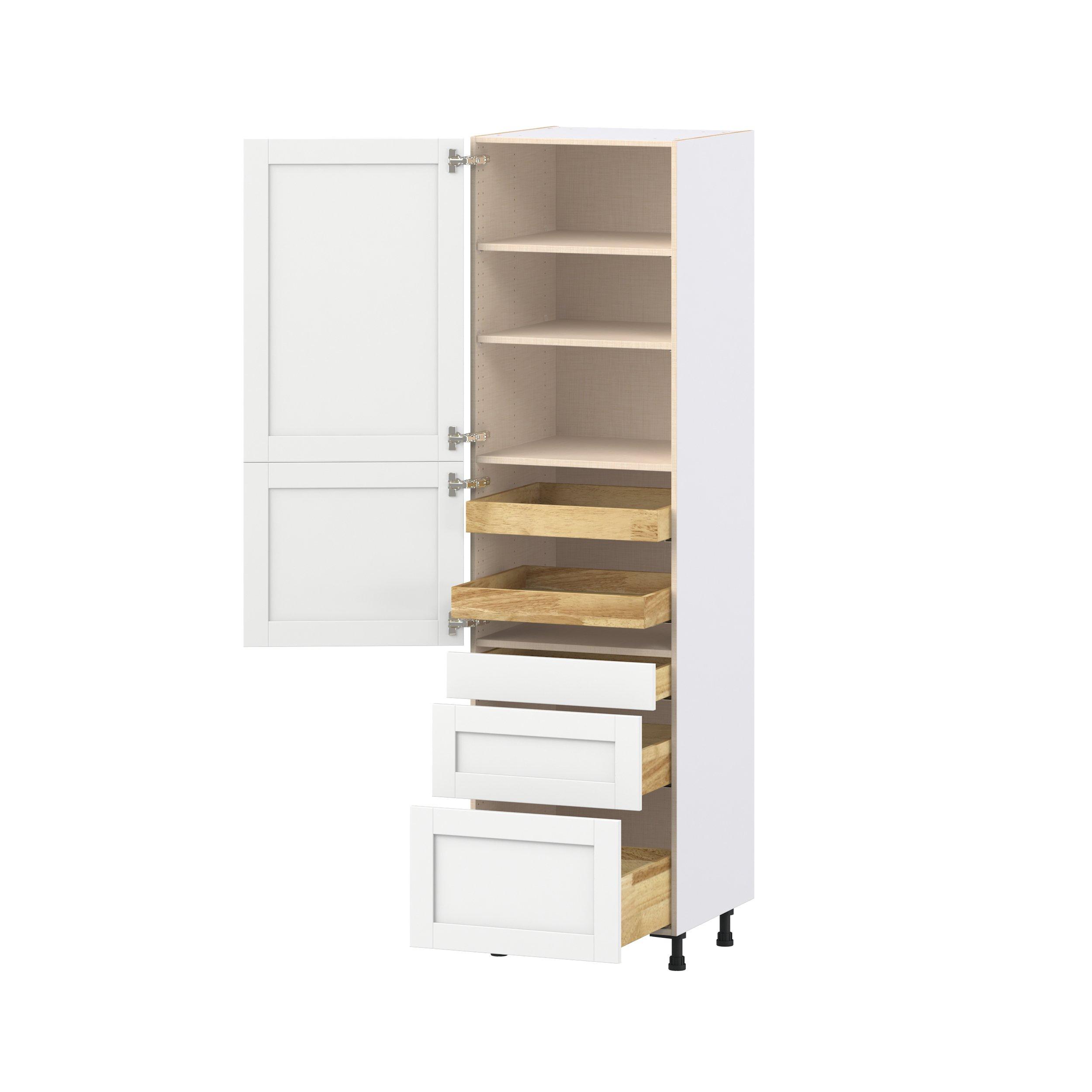 Summerhill 24 in. Bright White Door and Drawer Pantry Cabinet with Inner Pull-Out