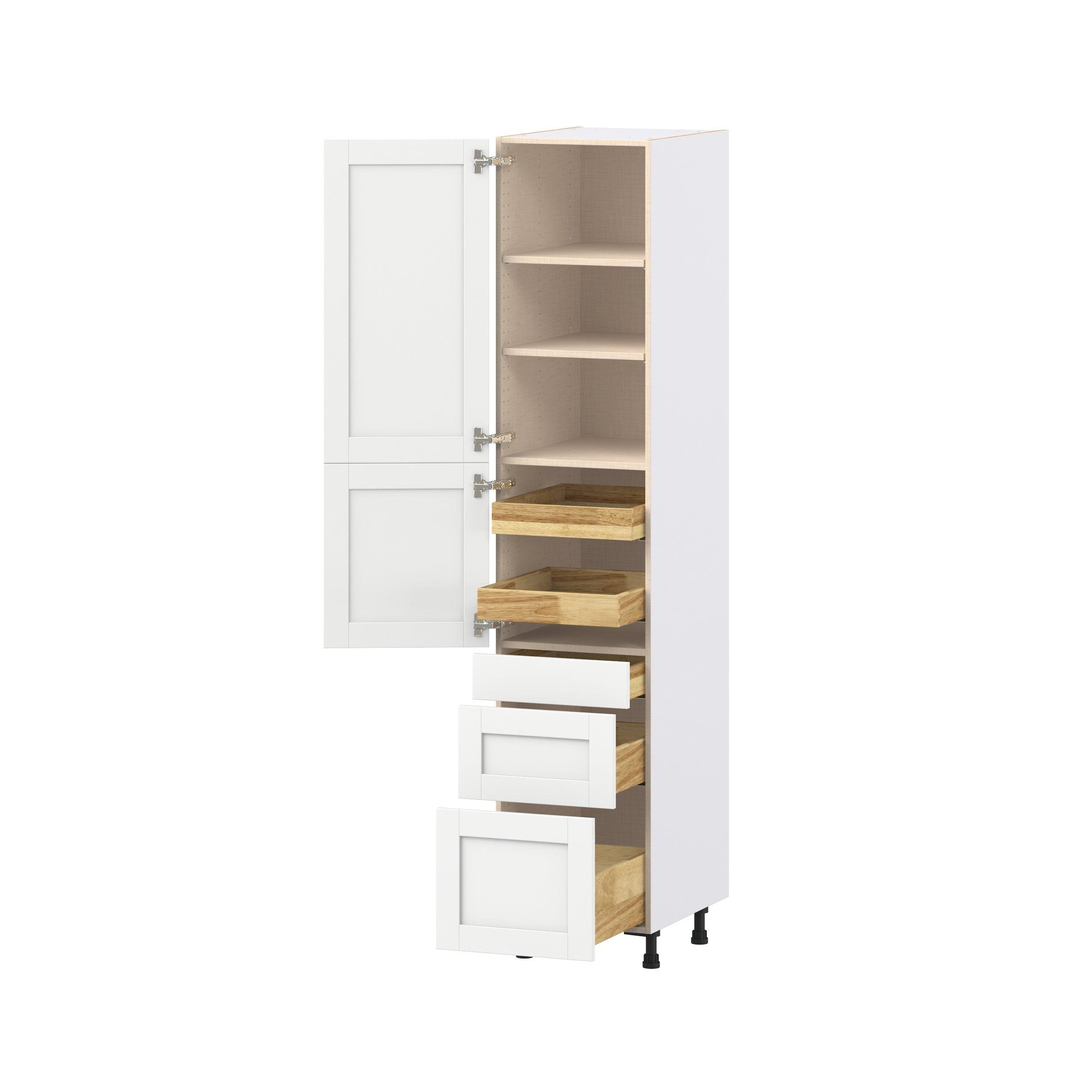 Summerhill 18 in. Bright White Door and Drawer Pantry Cabinet with Inner Pull-Out