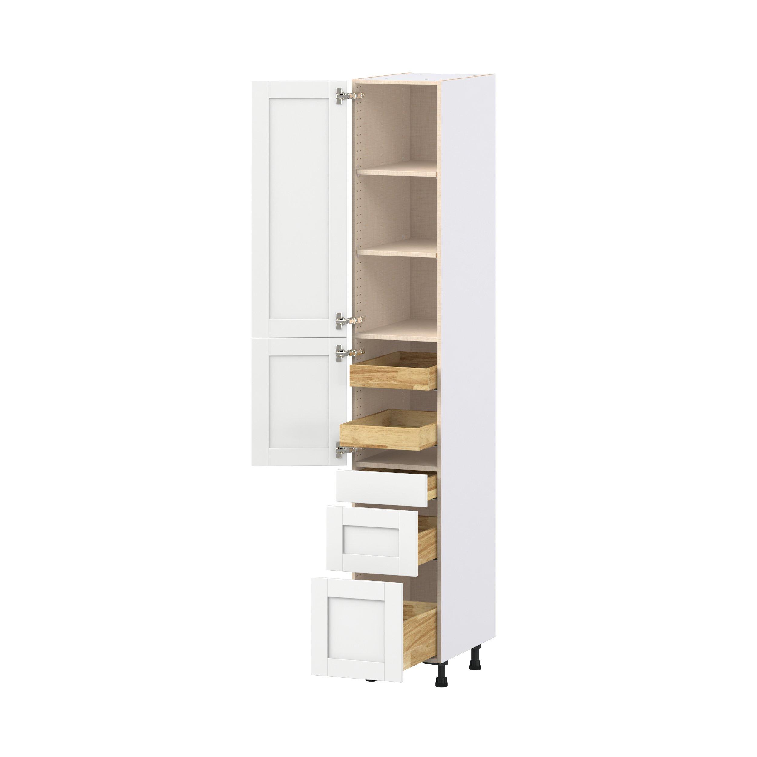 Summerhill 15 in. Bright White Door and Drawer Pantry Cabinet with Inner Pull-Out