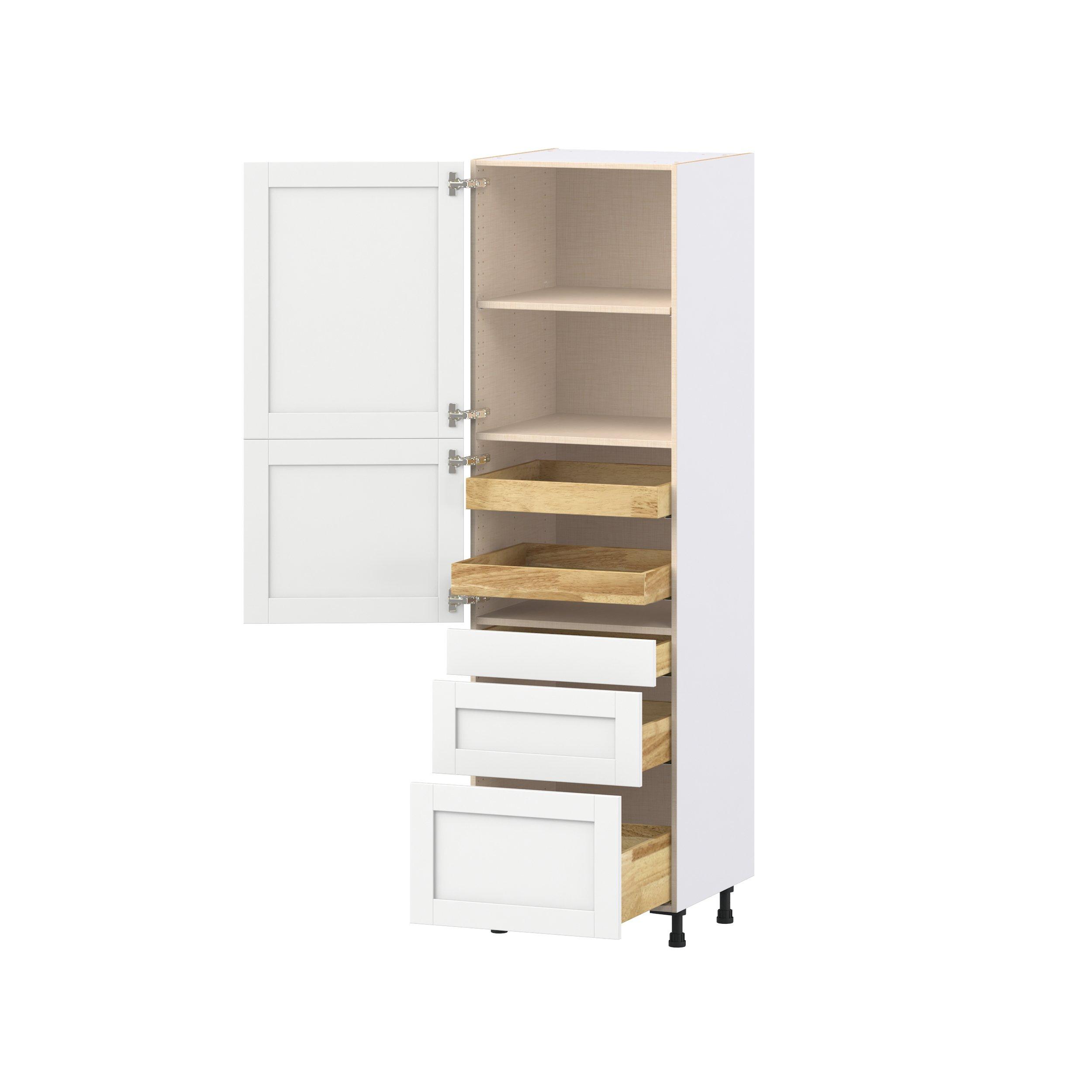 Summerhill 24 in. Bright White Door and Drawer Pantry Cabinet with Inner Pull-Out