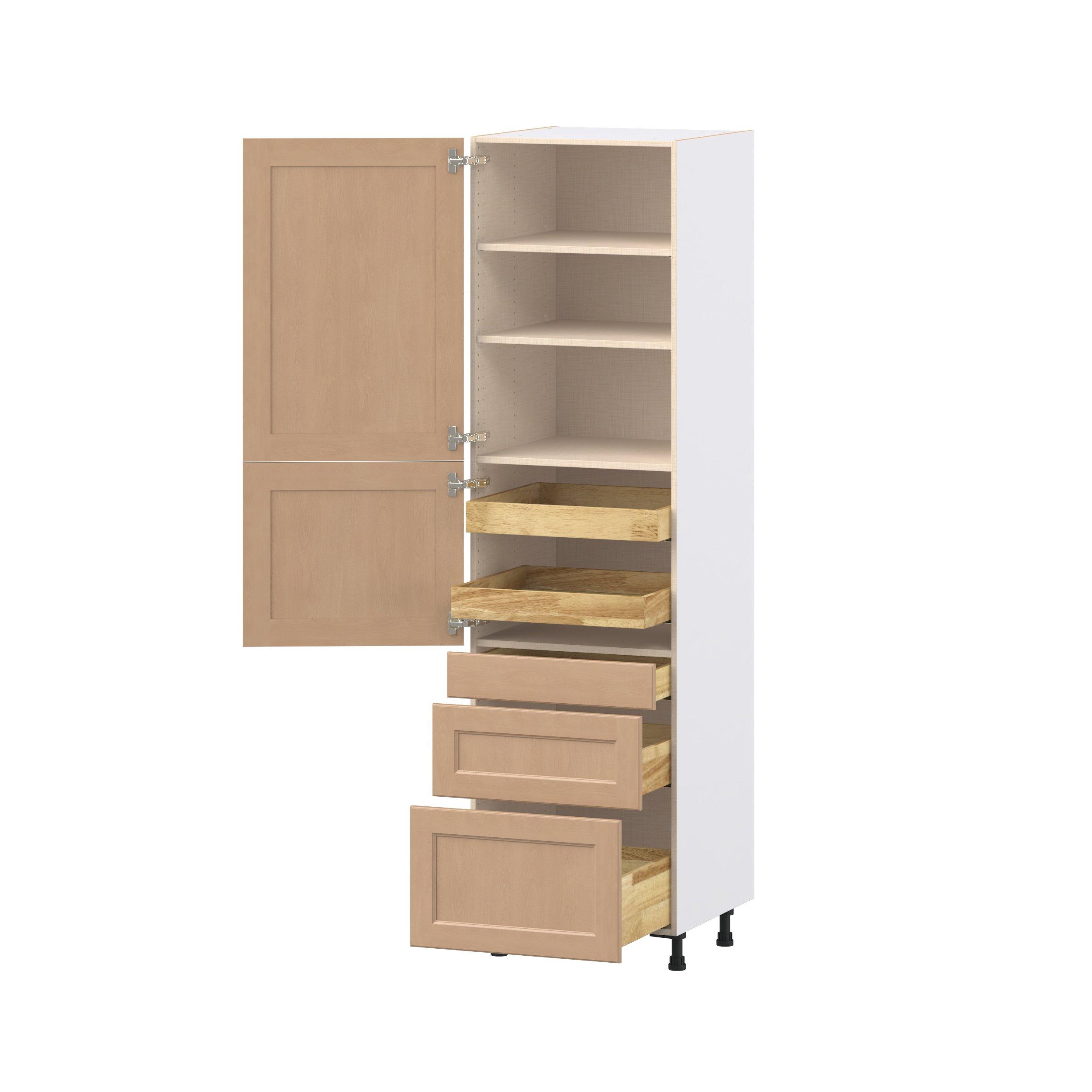 Sugarhill 24 in. Stained Sugar Cookie Door and Drawer Pantry Cabinet with Inner Pull-Out