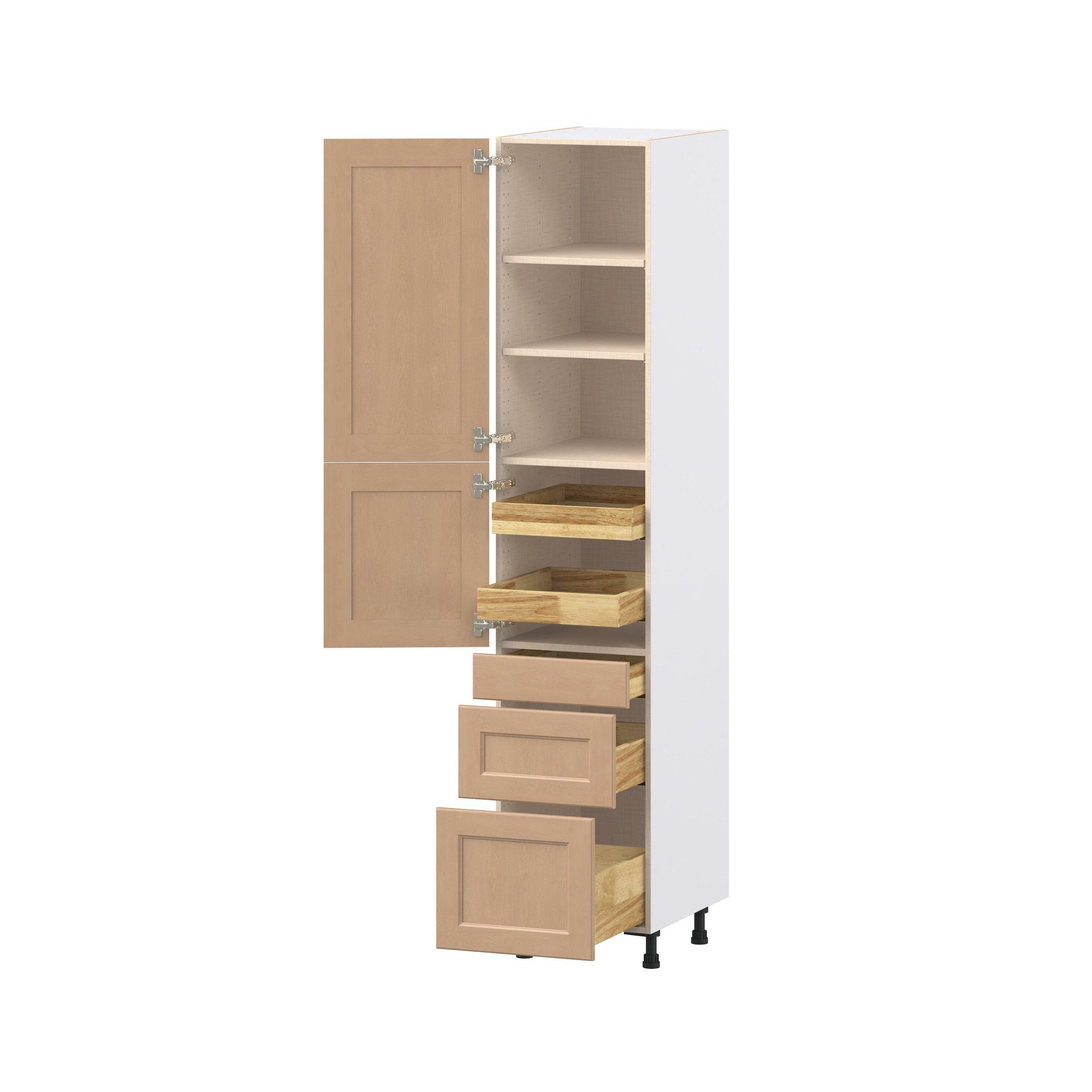 Sugarhill 18 in. Stained Sugar Cookie Door and Drawer Pantry Cabinet with Inner Pull-Out