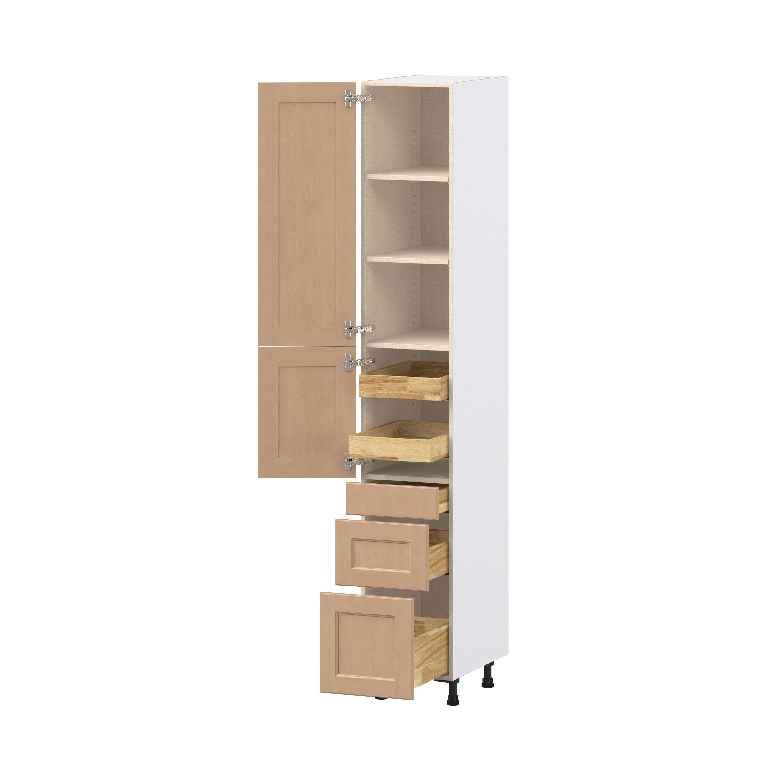 Sugarhill 15 in. Stained Sugar Cookie Door and Drawer Pantry Cabinet with Inner Pull-Out