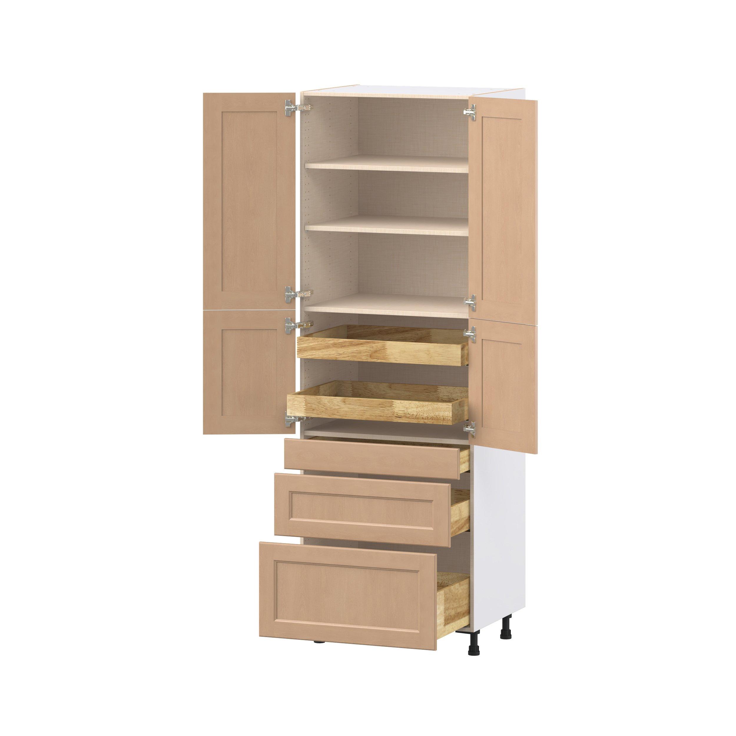 Sugarhill 30 in. Stained Sugar Cookie Door and Drawer Pantry Cabinet with Inner Pull-Out