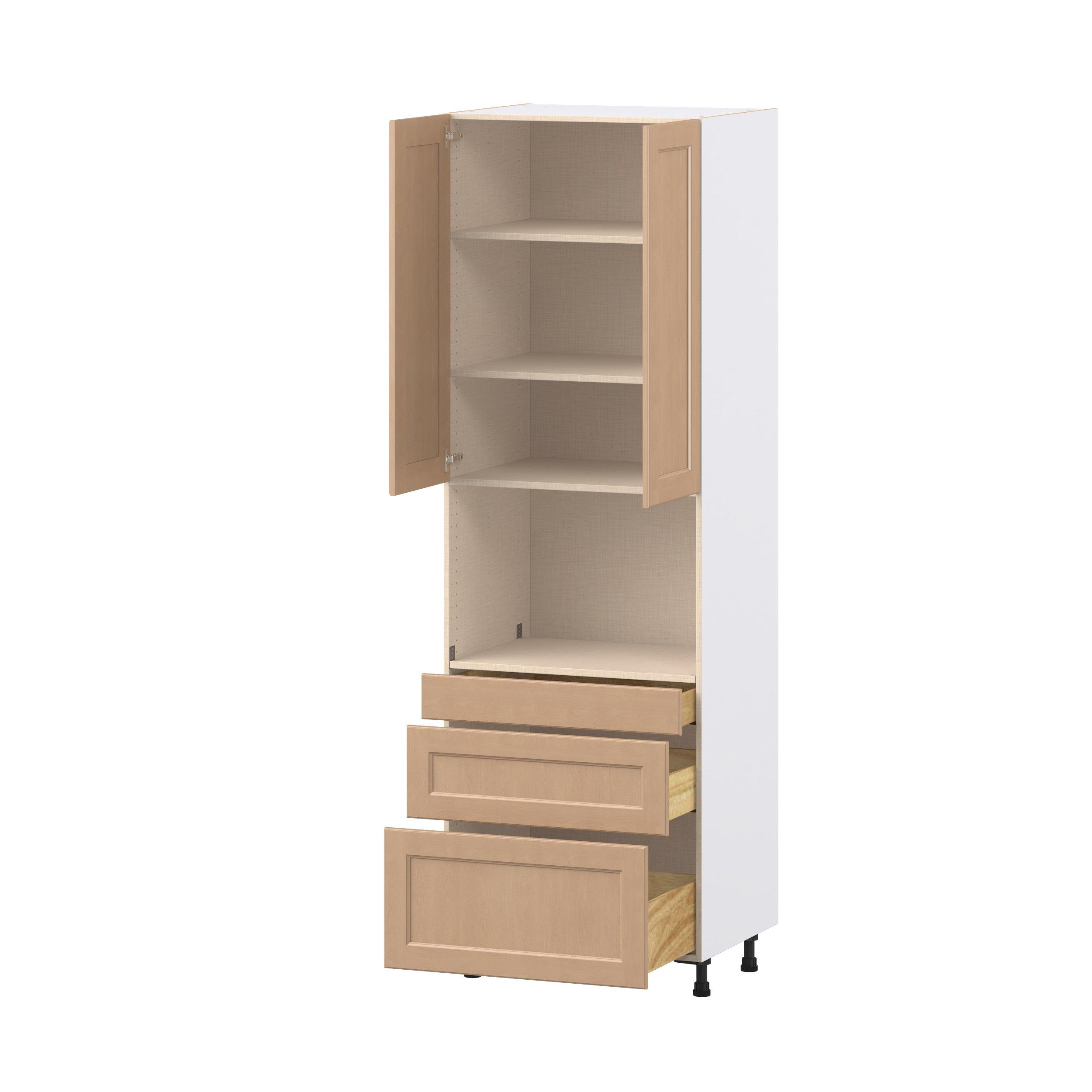Sugarhill 30 in. Stained Sugar Cookie Door and Drawer Microwave Pantry Cabinet