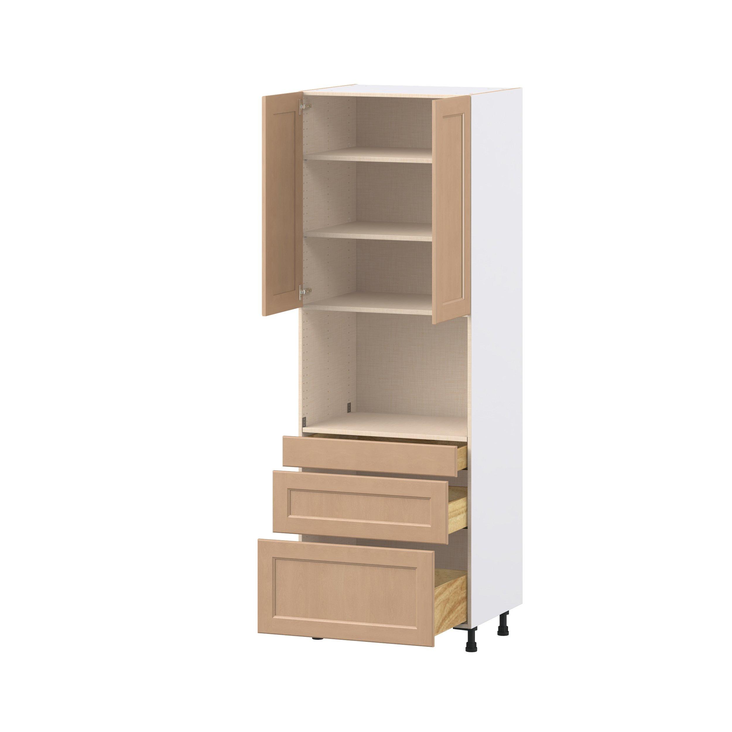 Sugarhill 30 in. Stained Sugar Cookie Door and Drawer Microwave Pantry Cabinet