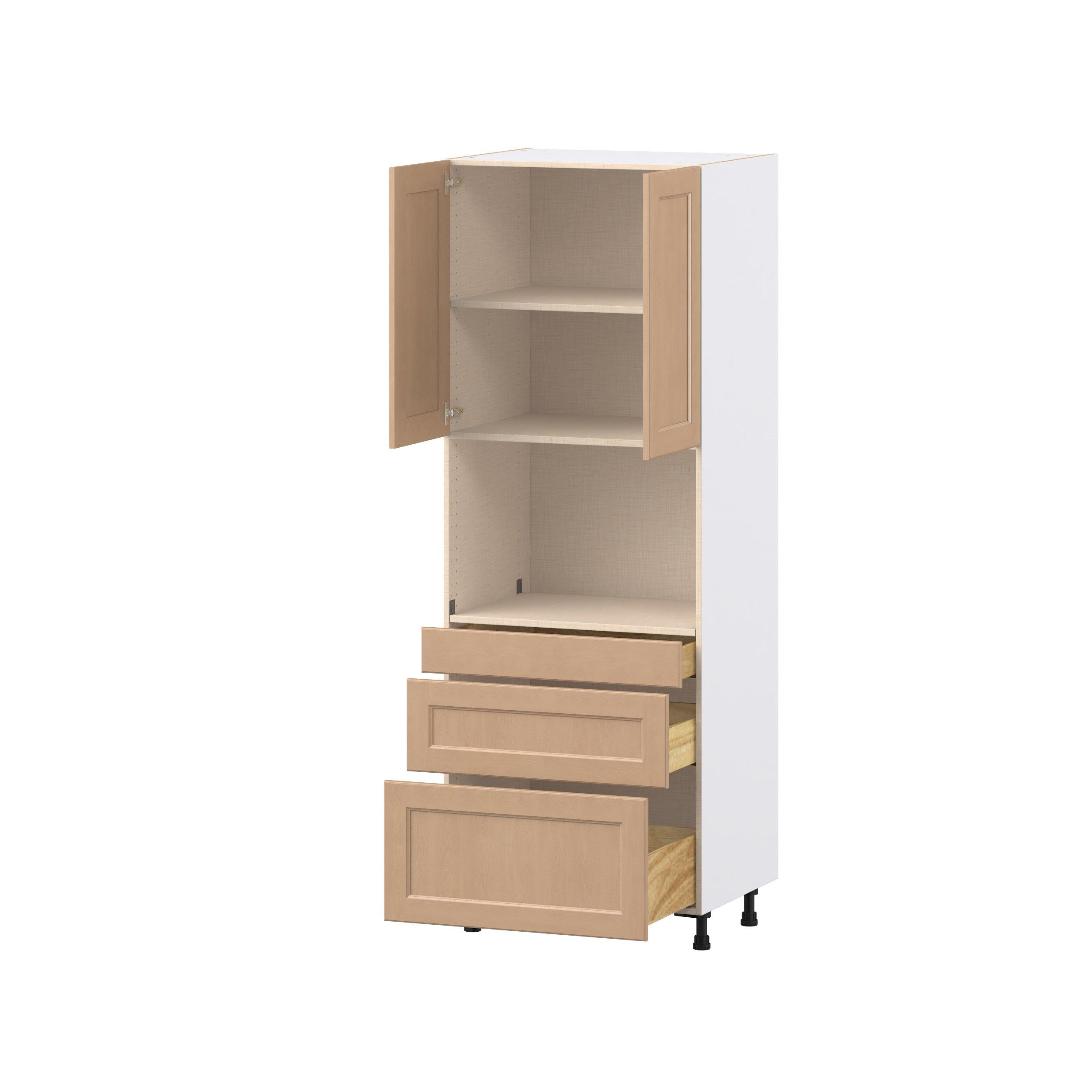 Sugarhill 30 in. Stained Sugar Cookie Door and Drawer Microwave Pantry Cabinet