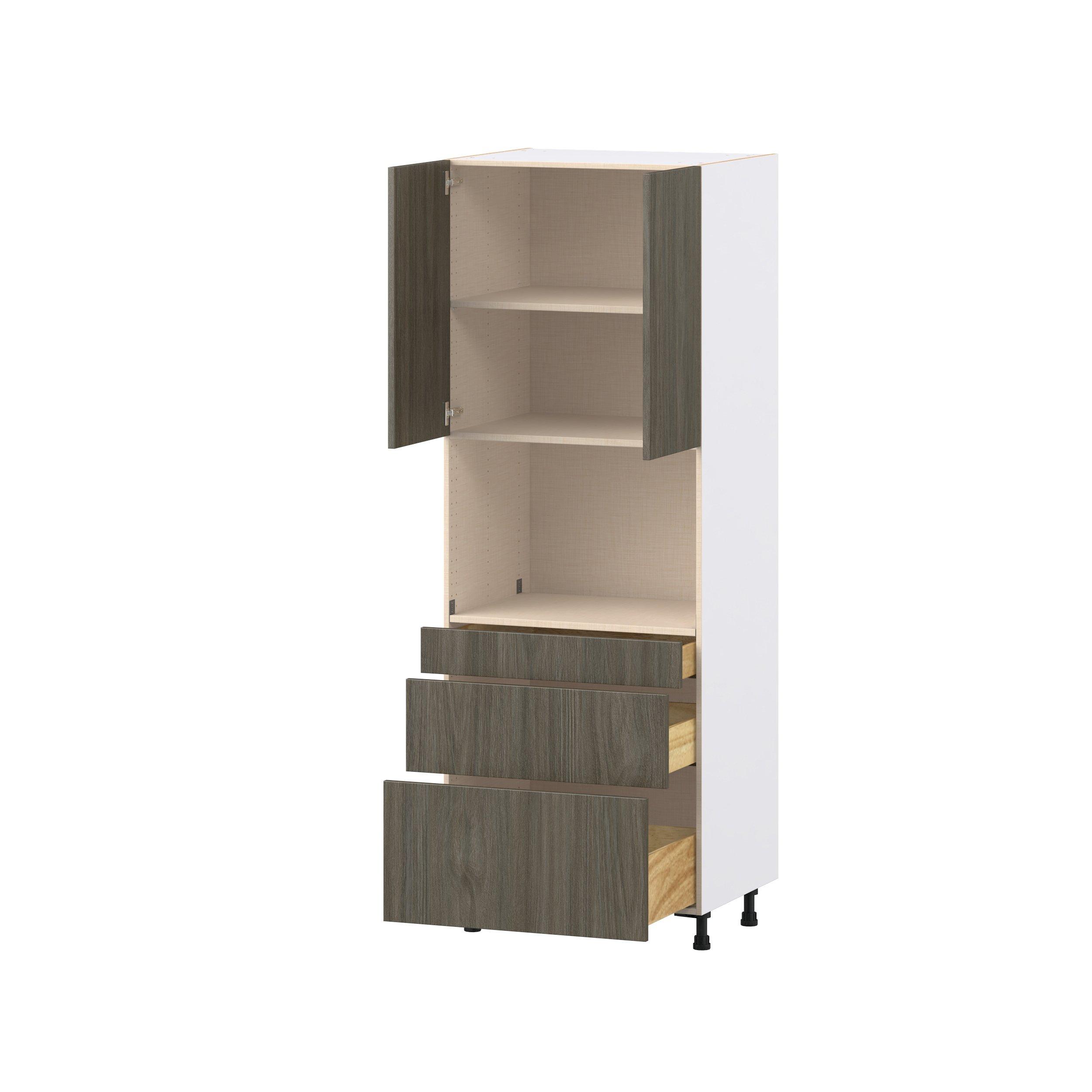 Glenwood 30 in. Burnt Walnut Door and Drawer Microwave Pantry Cabinet