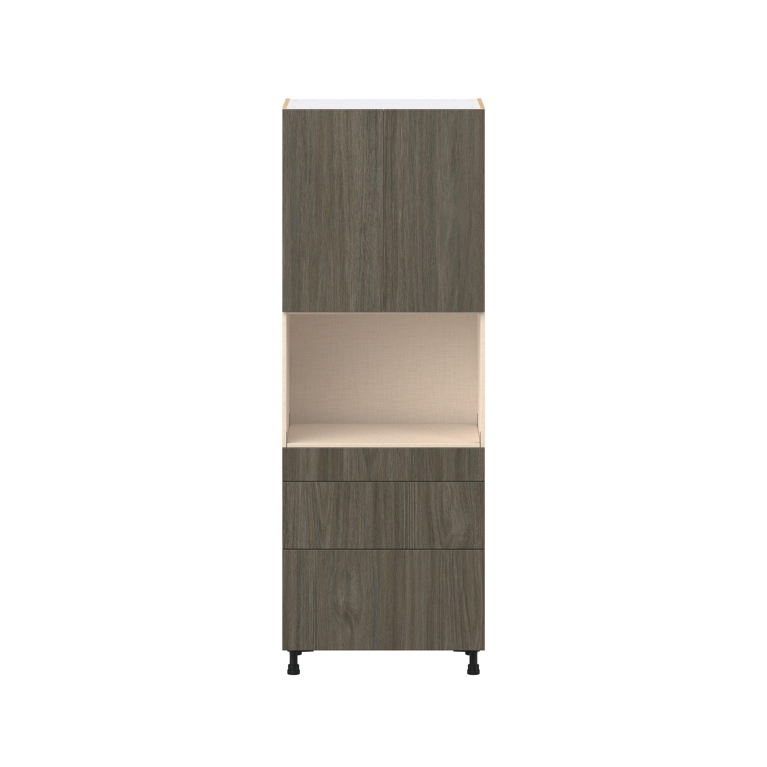 Glenwood 30 in. Burnt Walnut Door and Drawer Microwave Pantry Cabinet