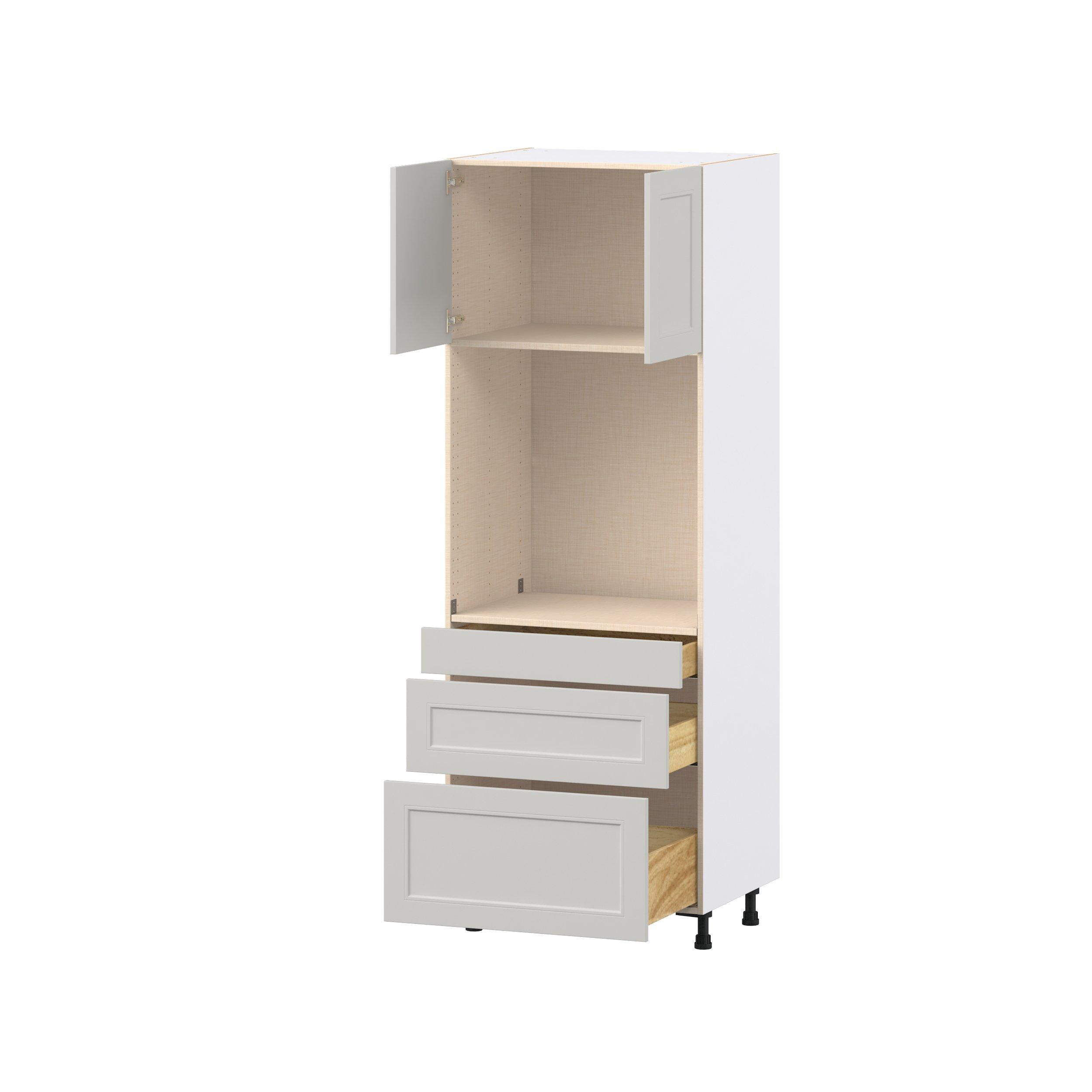 Lenox 30 in. Painted Light Gray Door and Drawer Single Oven Pantry Cabinet