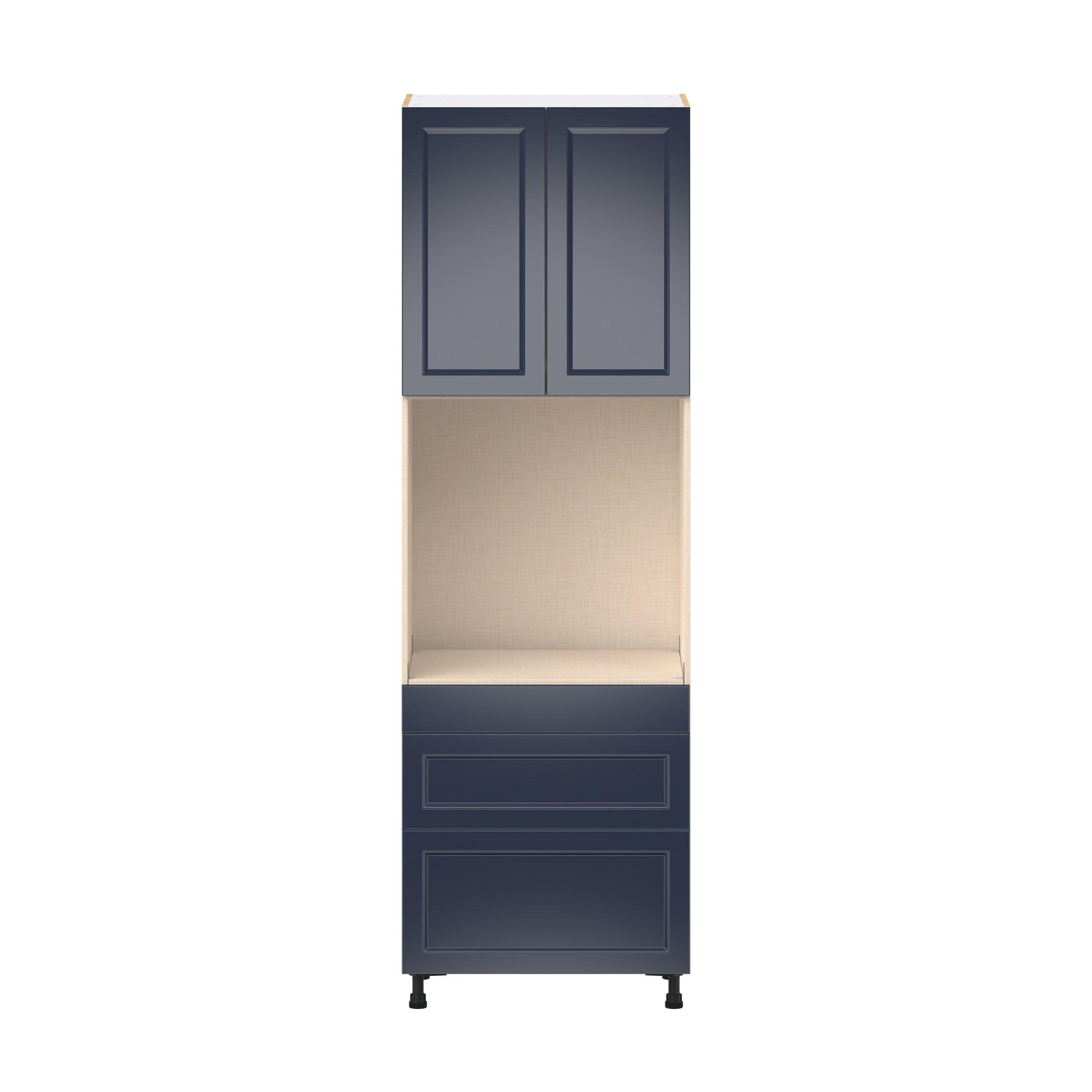 Peachtree 30 in. Painted Midnight Blue Door and Drawer Single Oven Pantry Cabinet