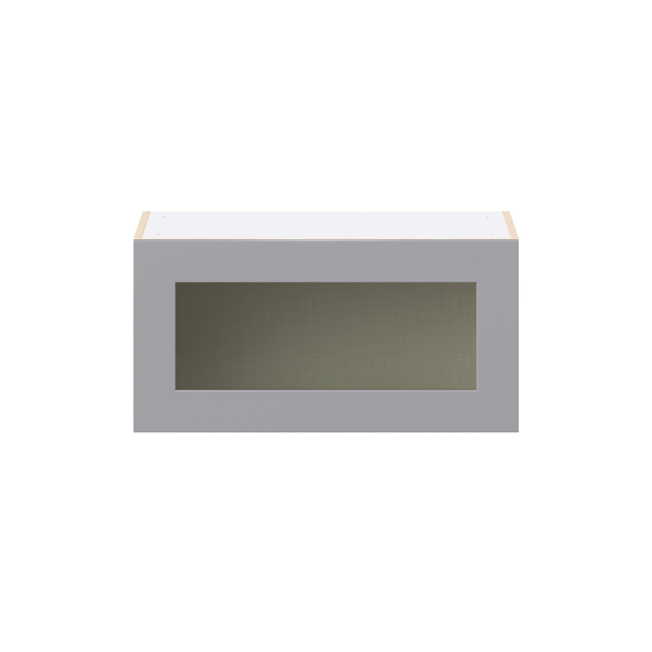 Candler 30 in. Painted Slate Gray Lift Up Wall Cabinet with Glass Door