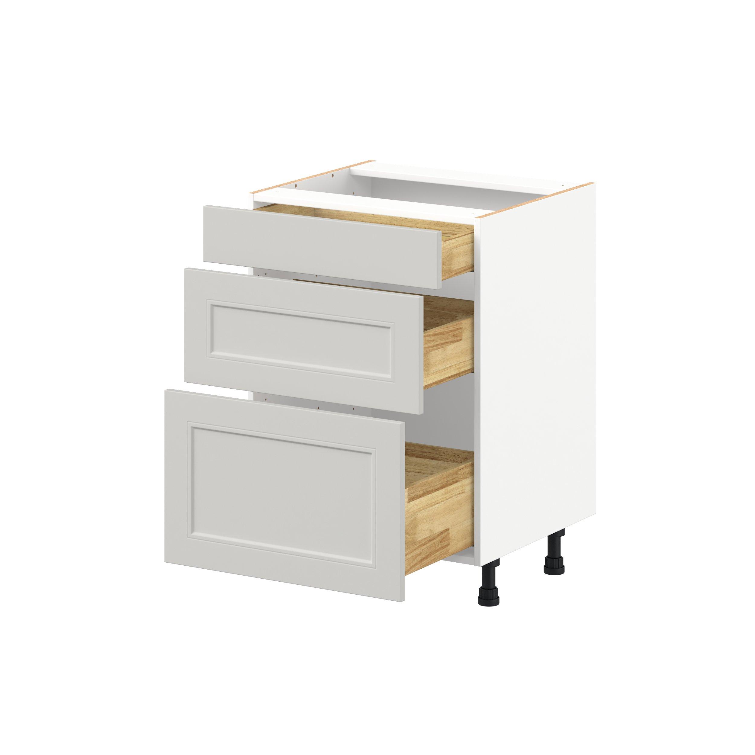 Lenox 24 in. Painted Light Gray Vanity Drawer Base Cabinet - ADA
