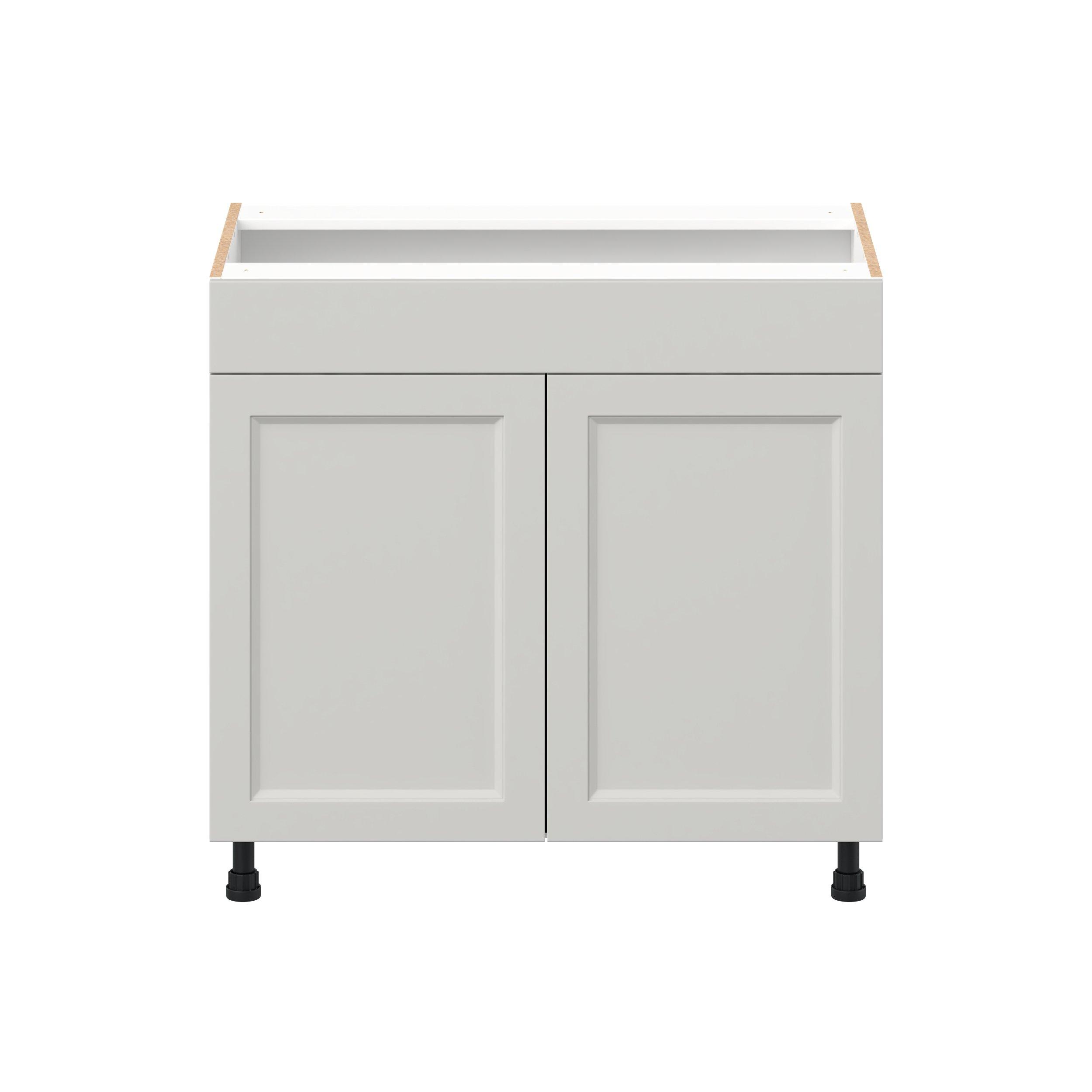 Lenox 36 in. Painted Light Gray Vanity Sink Base Cabinet with False Front