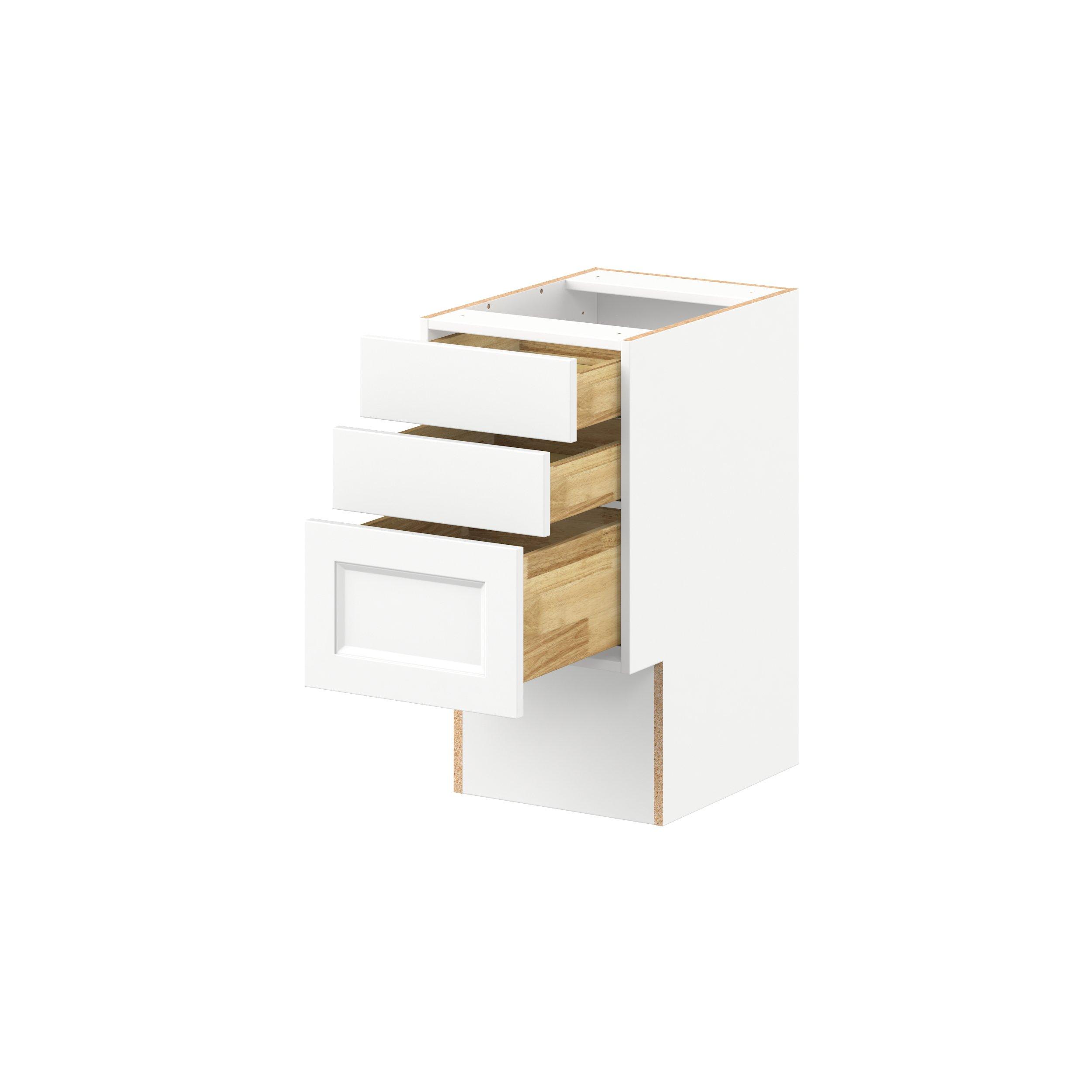 Peachtree 15 in. Painted Bright White Vanity Drawer Base Cabinet