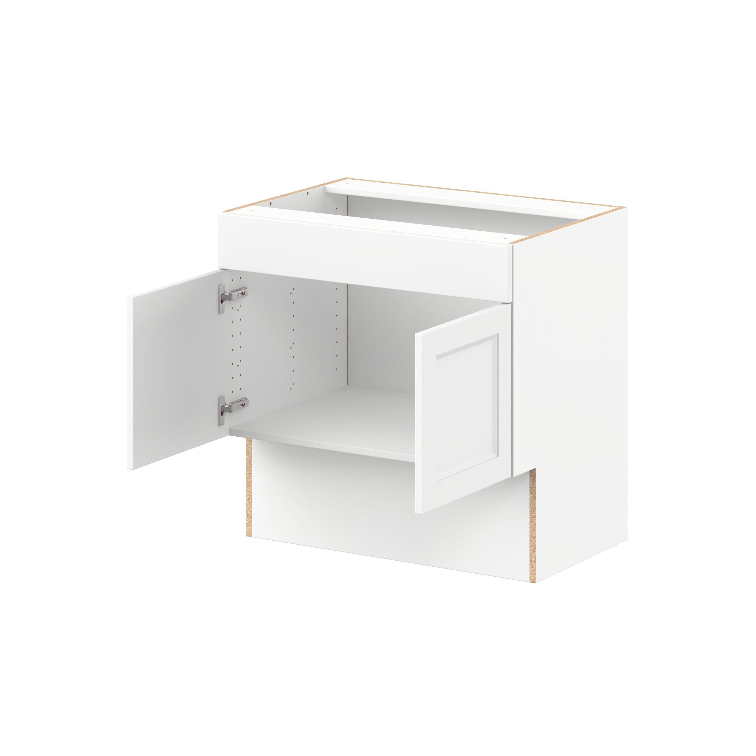 Peachtree 30 in. Painted Bright White Vanity Sink Base Cabinet with Removable Front