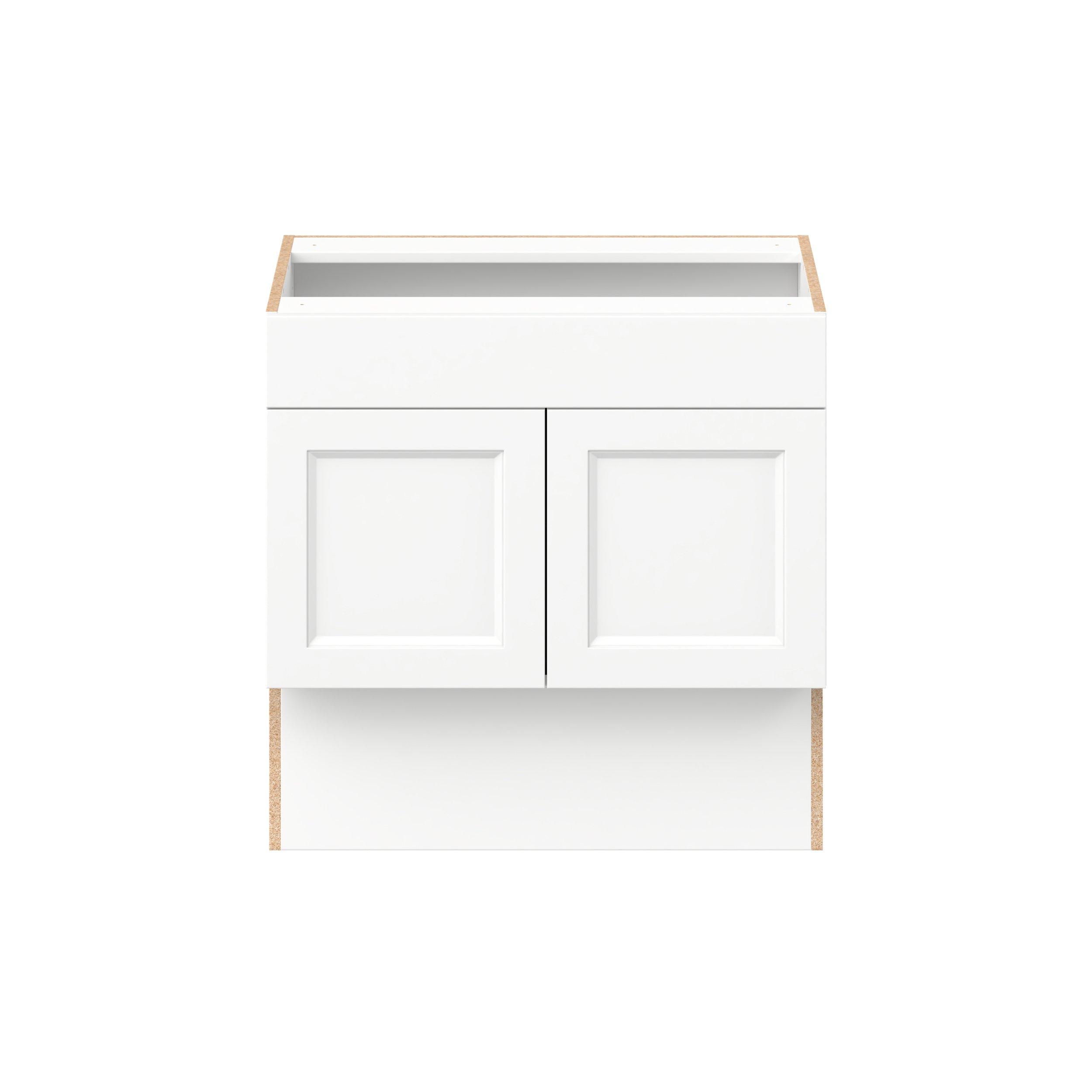 Peachtree 30 in. Painted Bright White Vanity Sink Base Cabinet with Removable Front