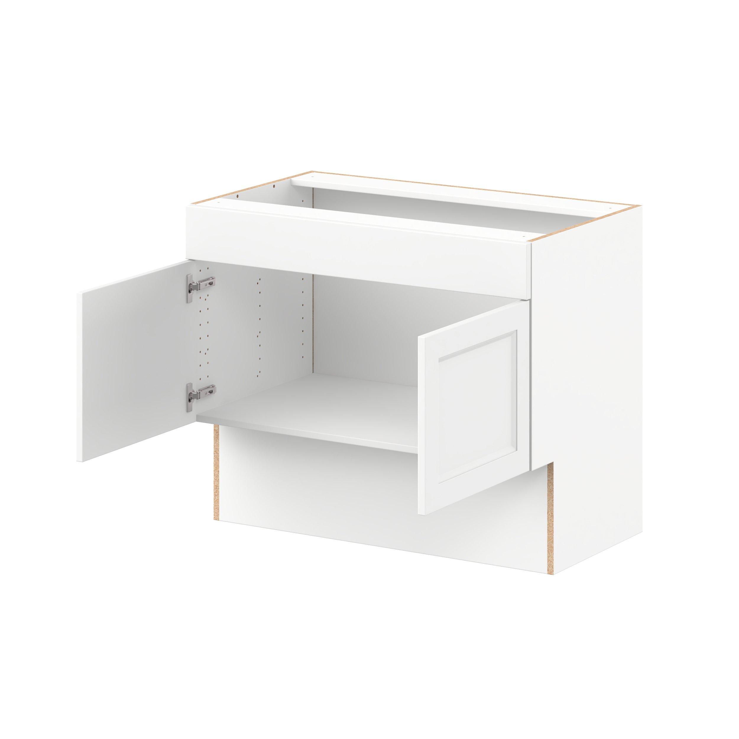 Peachtree 36 in. Painted Bright White Vanity Sink Base Cabinet with Removable Front