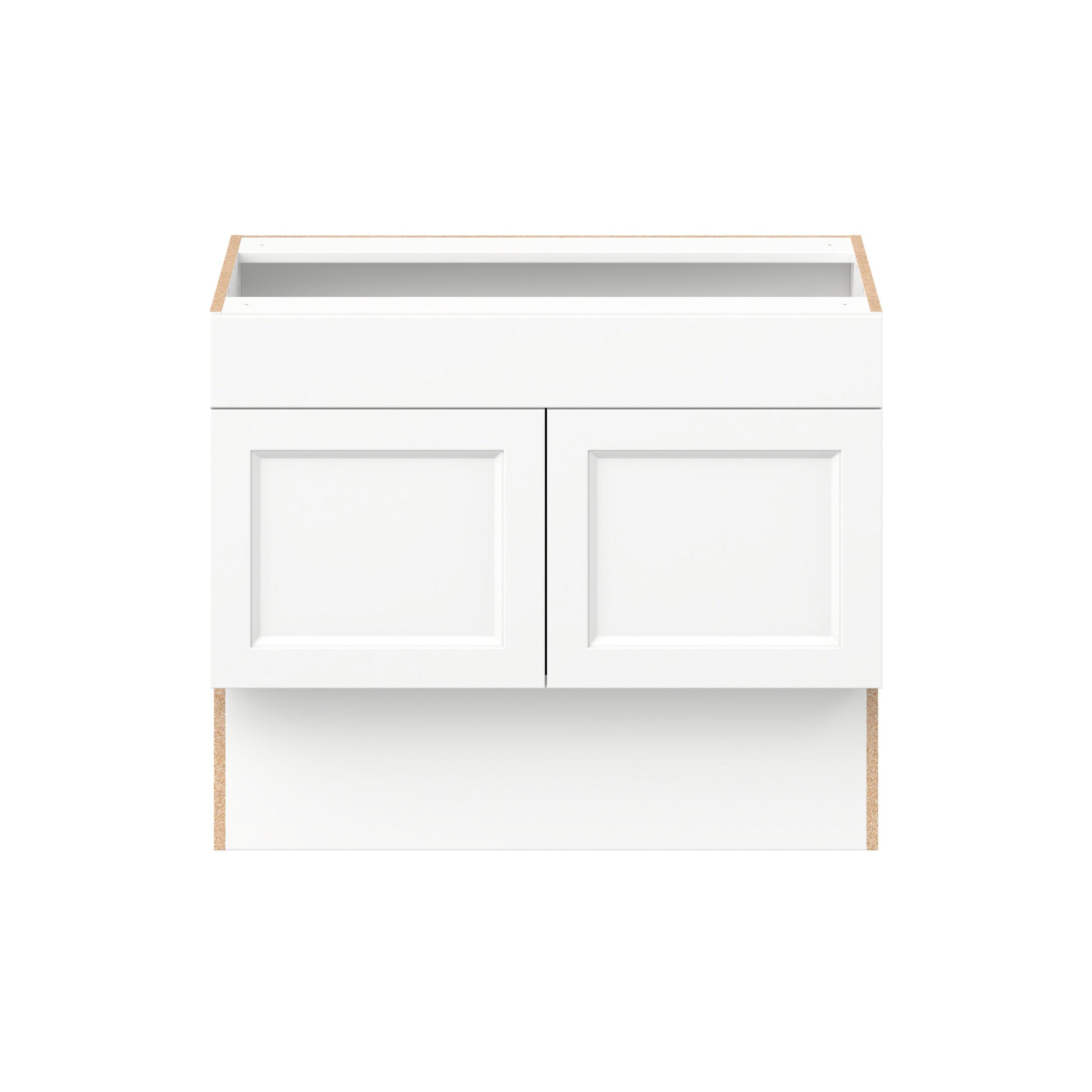 Peachtree 36 in. Painted Bright White Vanity Sink Base Cabinet with Removable Front