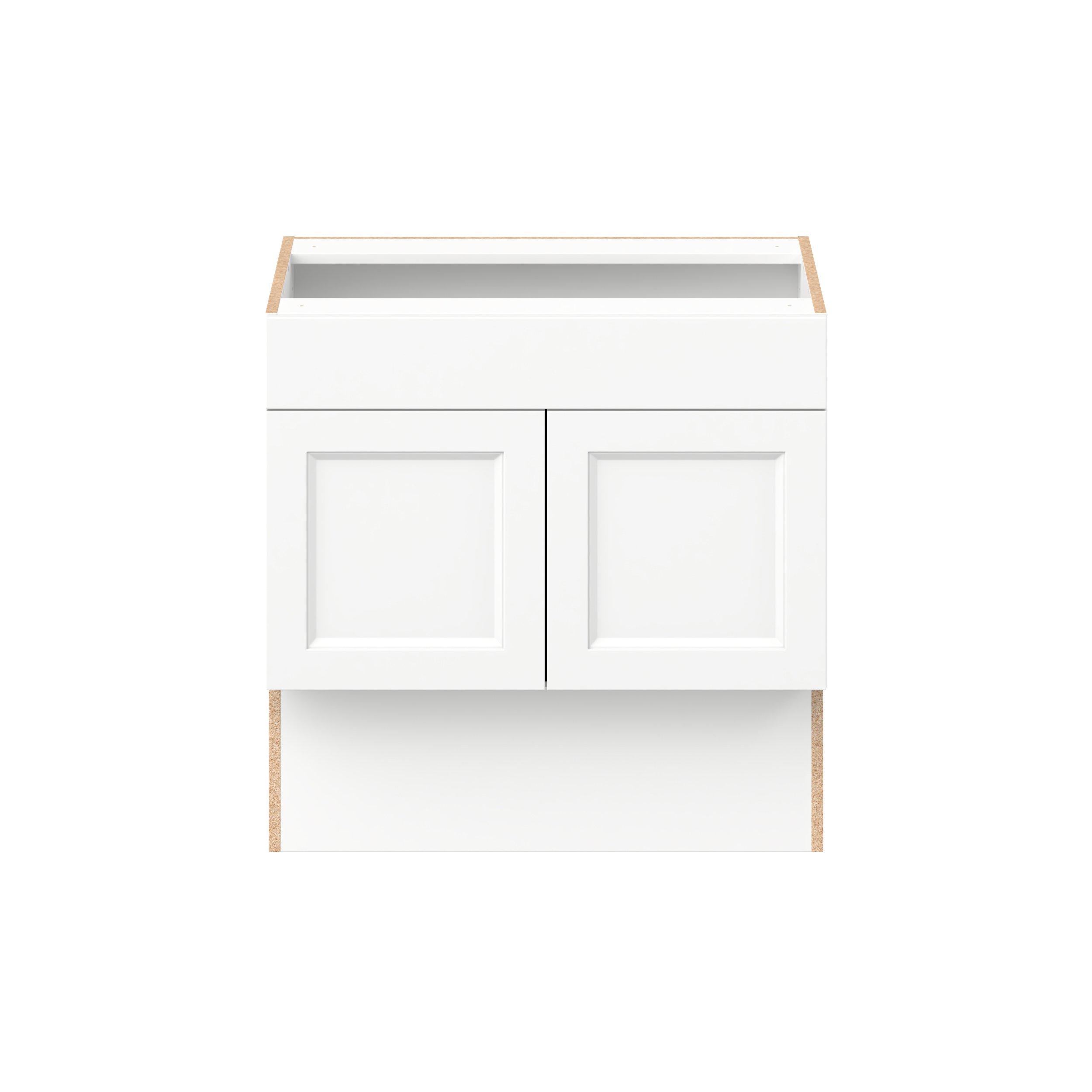 Peachtree 30 in. Painted Bright White Vanity Sink Base Cabinet with False Front