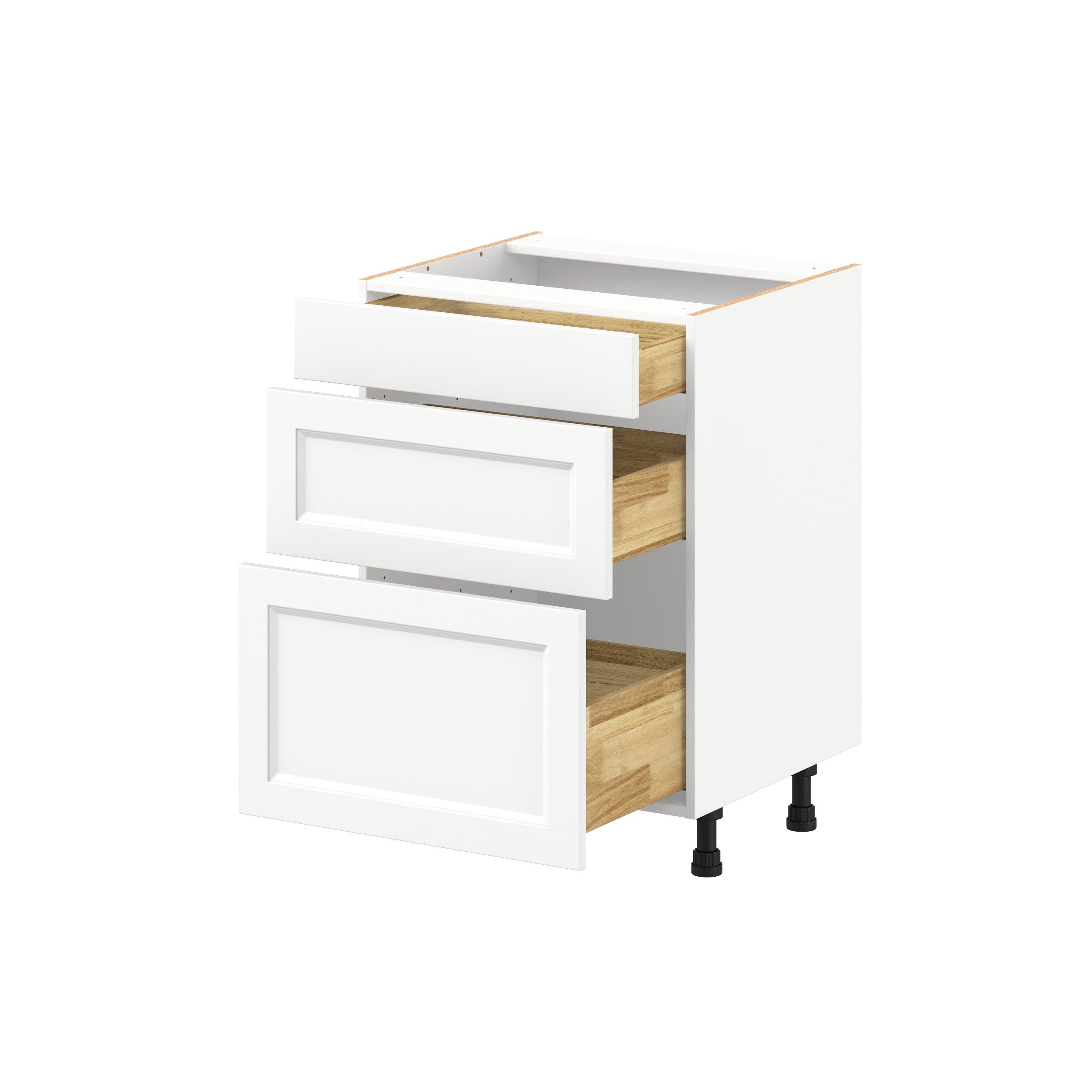 Peachtree 24 in. Painted Bright White Vanity Drawer Base Cabinet