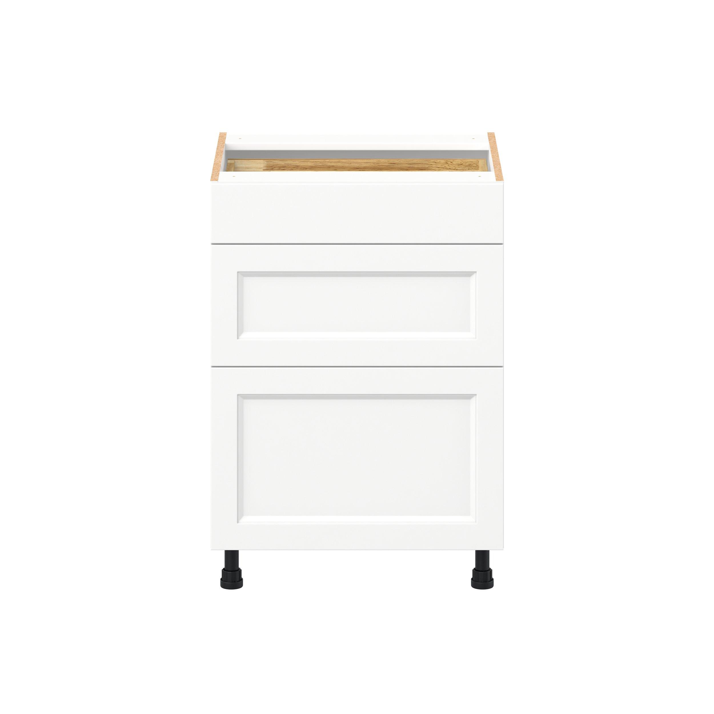 Peachtree 24 in. Painted Bright White Vanity Drawer Base Cabinet