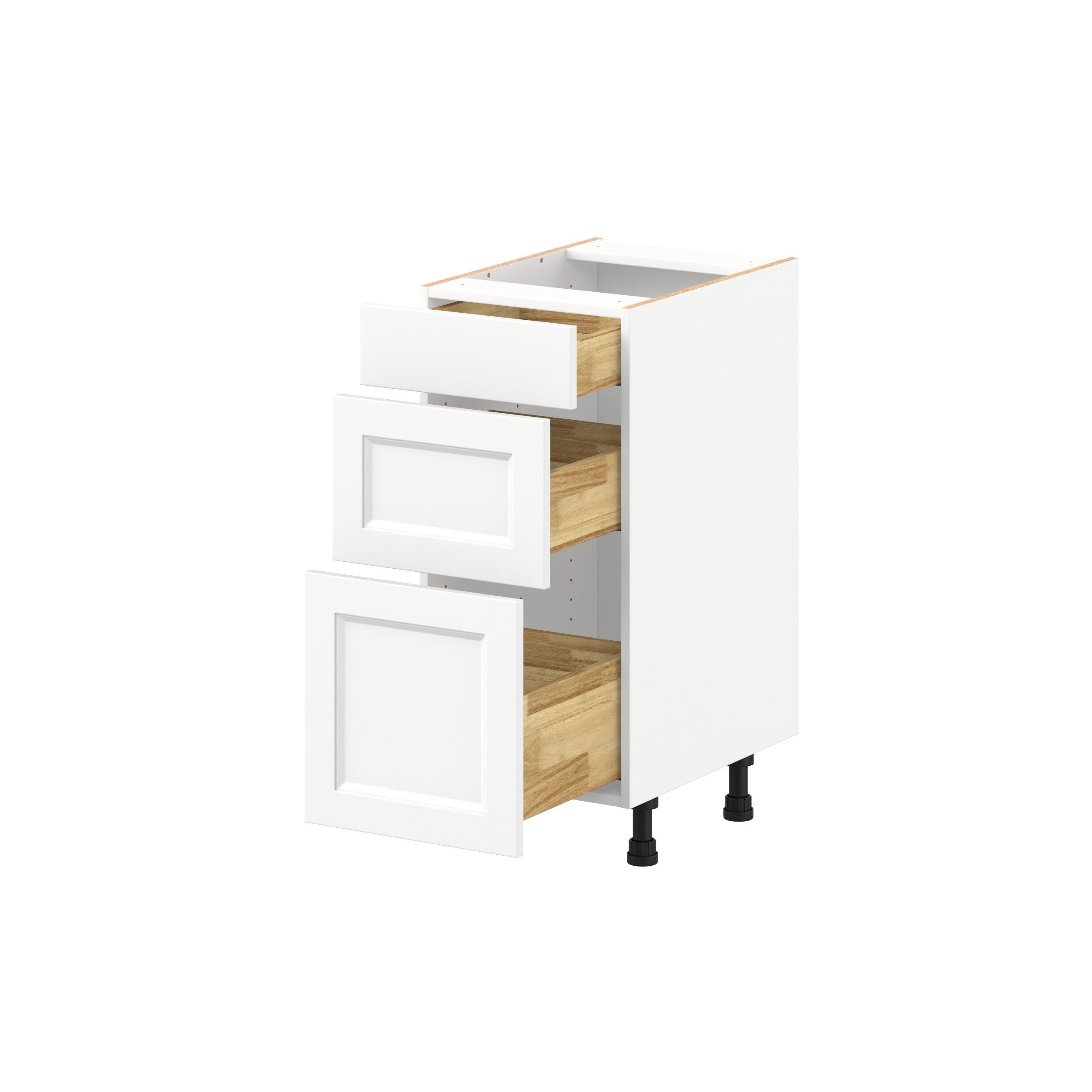 Peachtree 15 in. Painted Bright White Vanity Drawer Base Cabinet