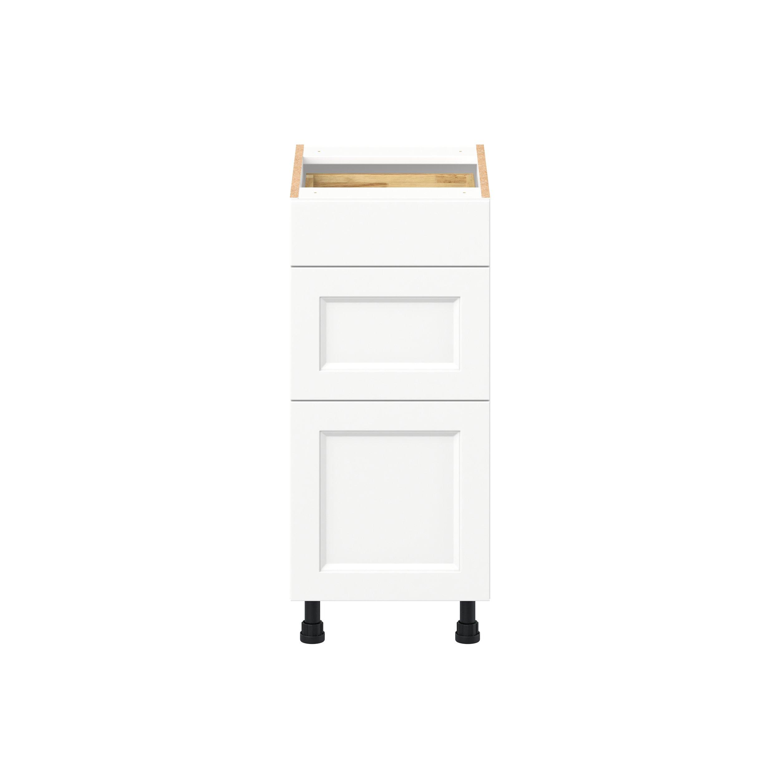 Peachtree 15 in. Painted Bright White Vanity Drawer Base Cabinet