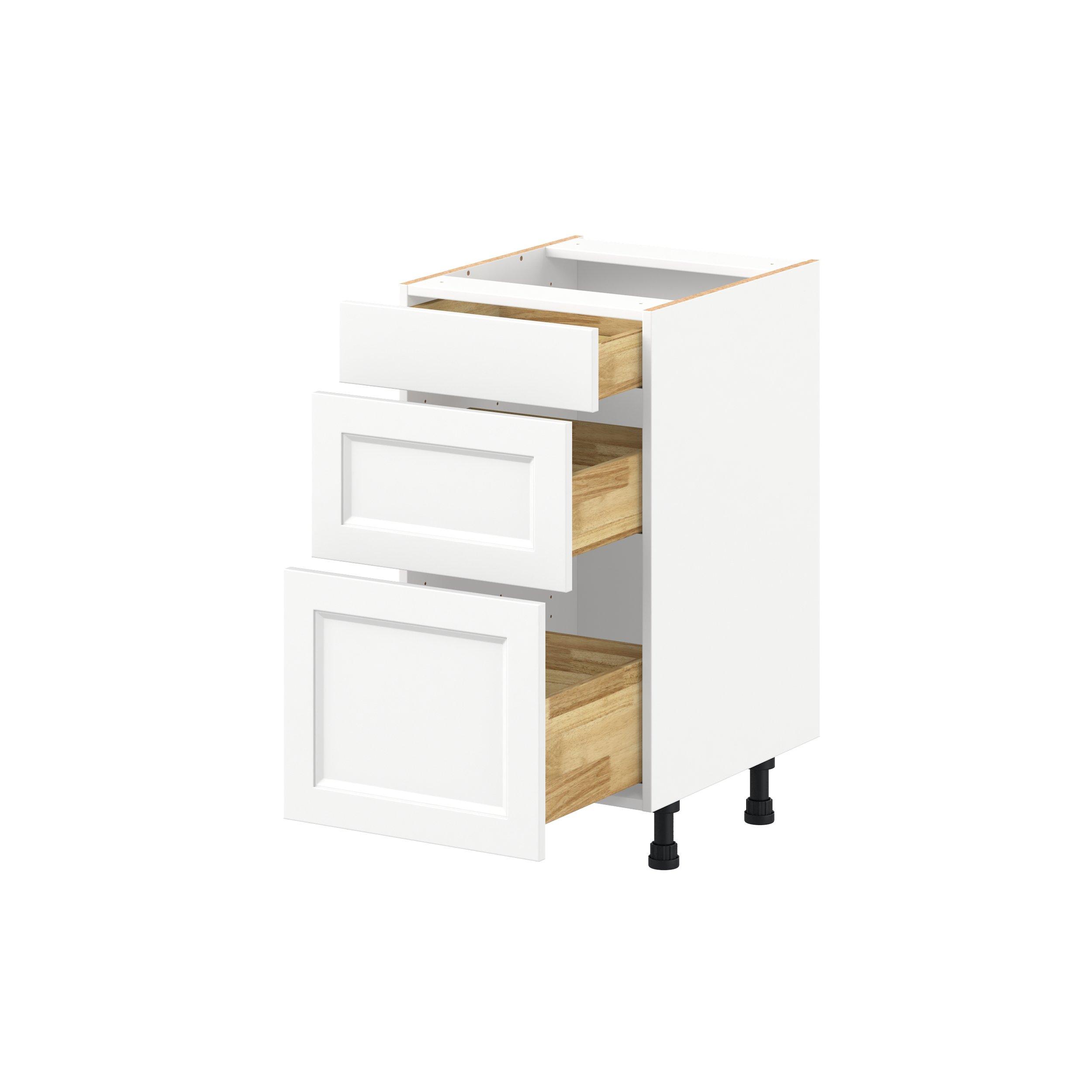 Peachtree 18 in. Painted Bright White Vanity Drawer Base Cabinet