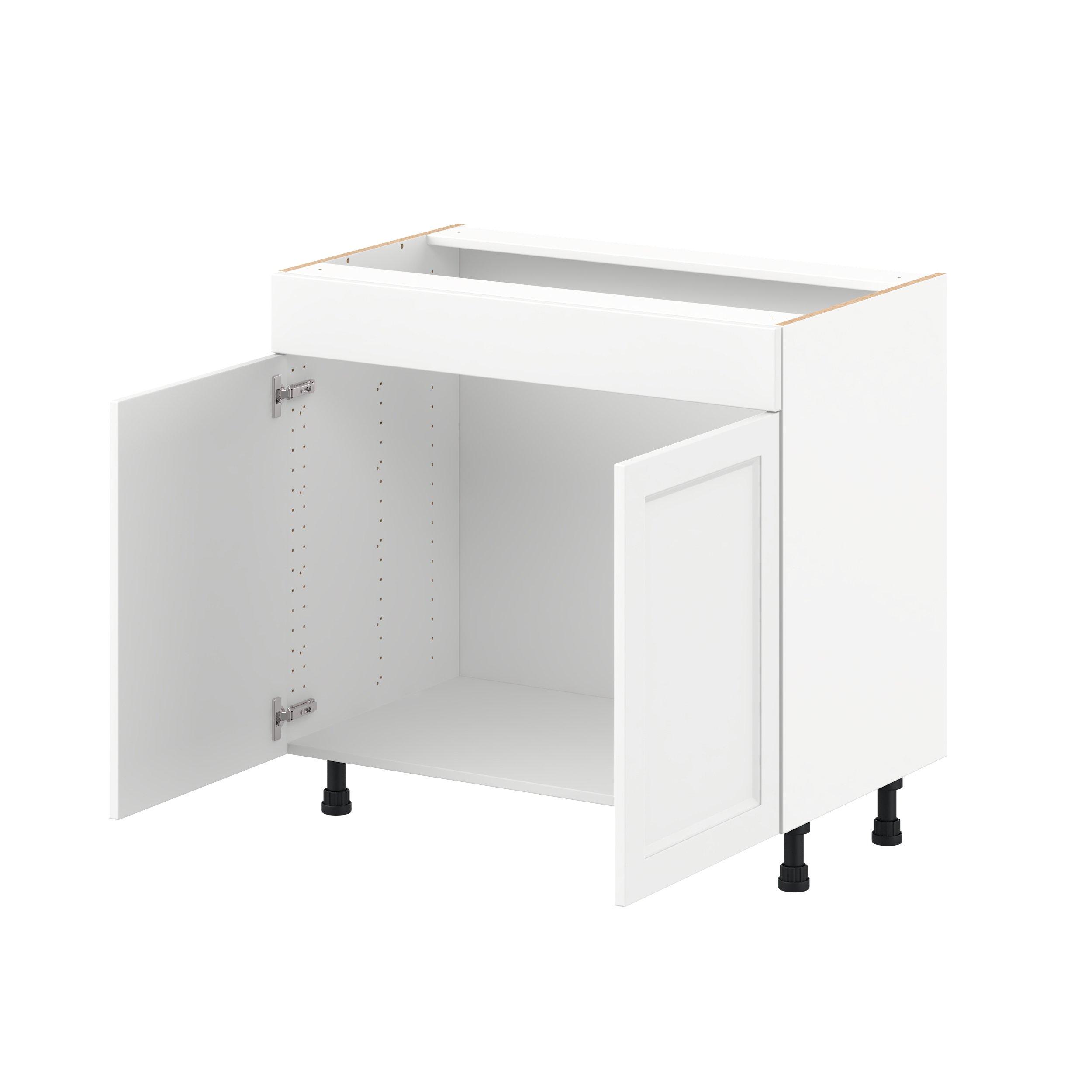 Peachtree 36 in. Painted Bright White Vanity Sink Base Cabinet with False Front