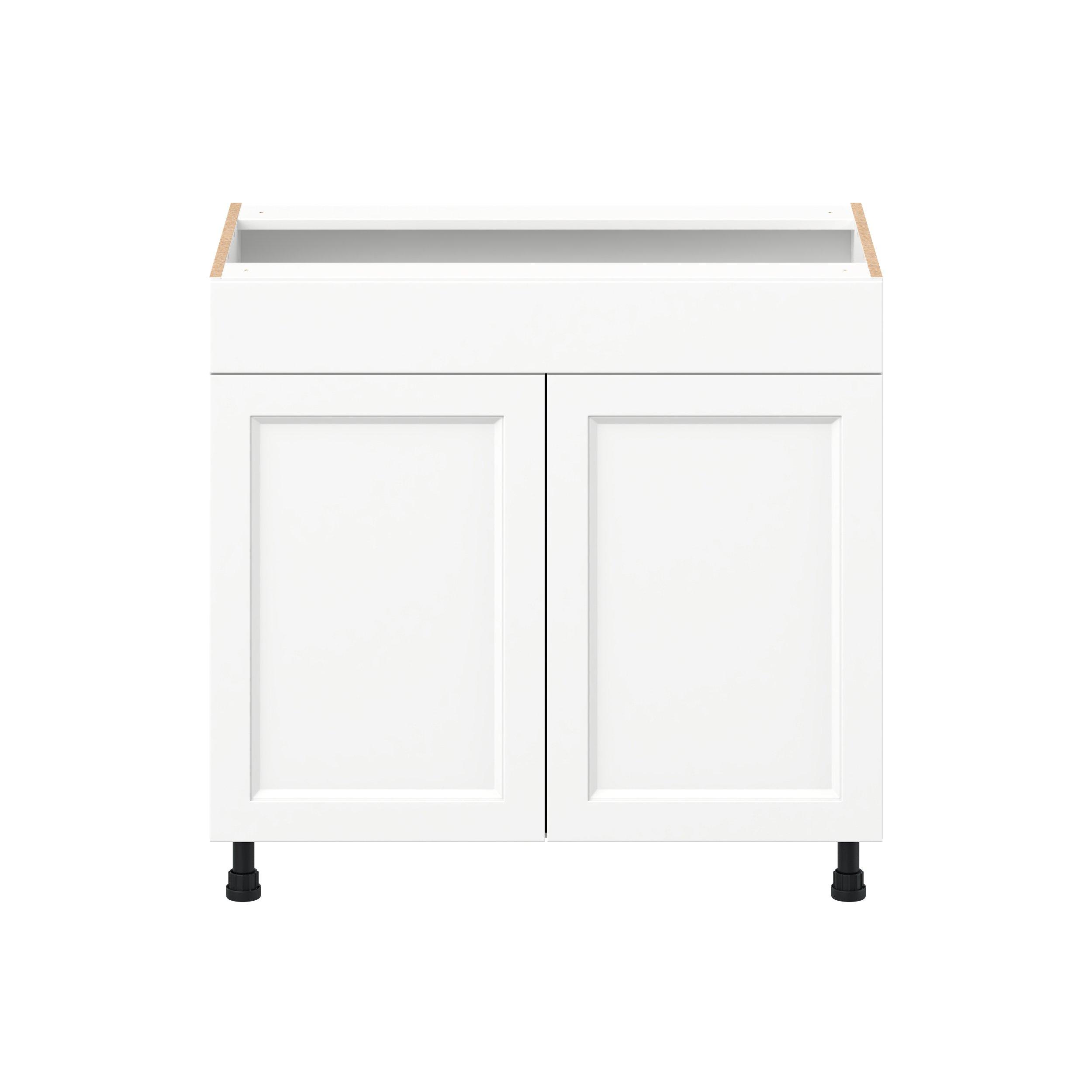 Peachtree 36 in. Painted Bright White Vanity Sink Base Cabinet with False Front