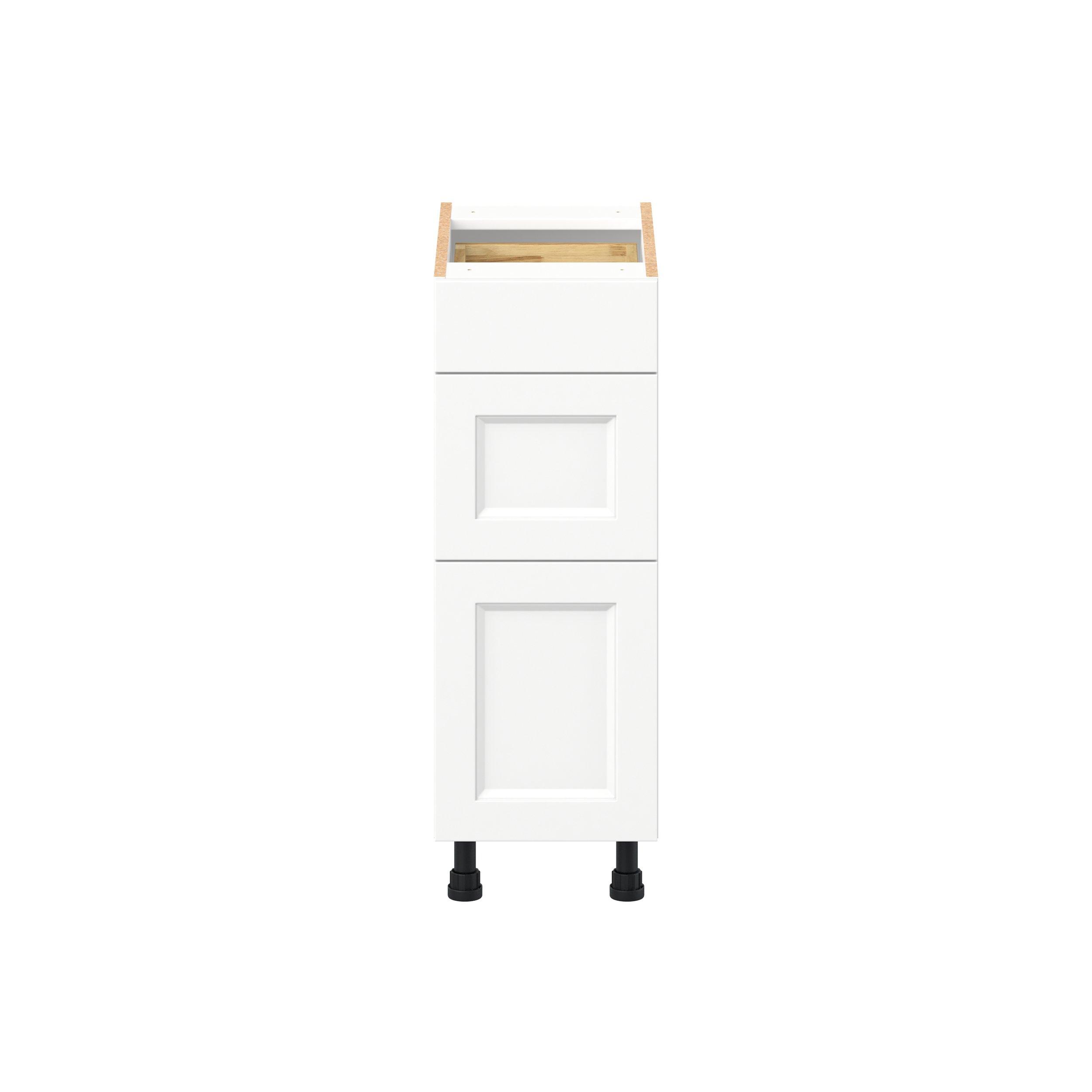 Peachtree 12 in. Painted Bright White Vanity Drawer Base Cabinet