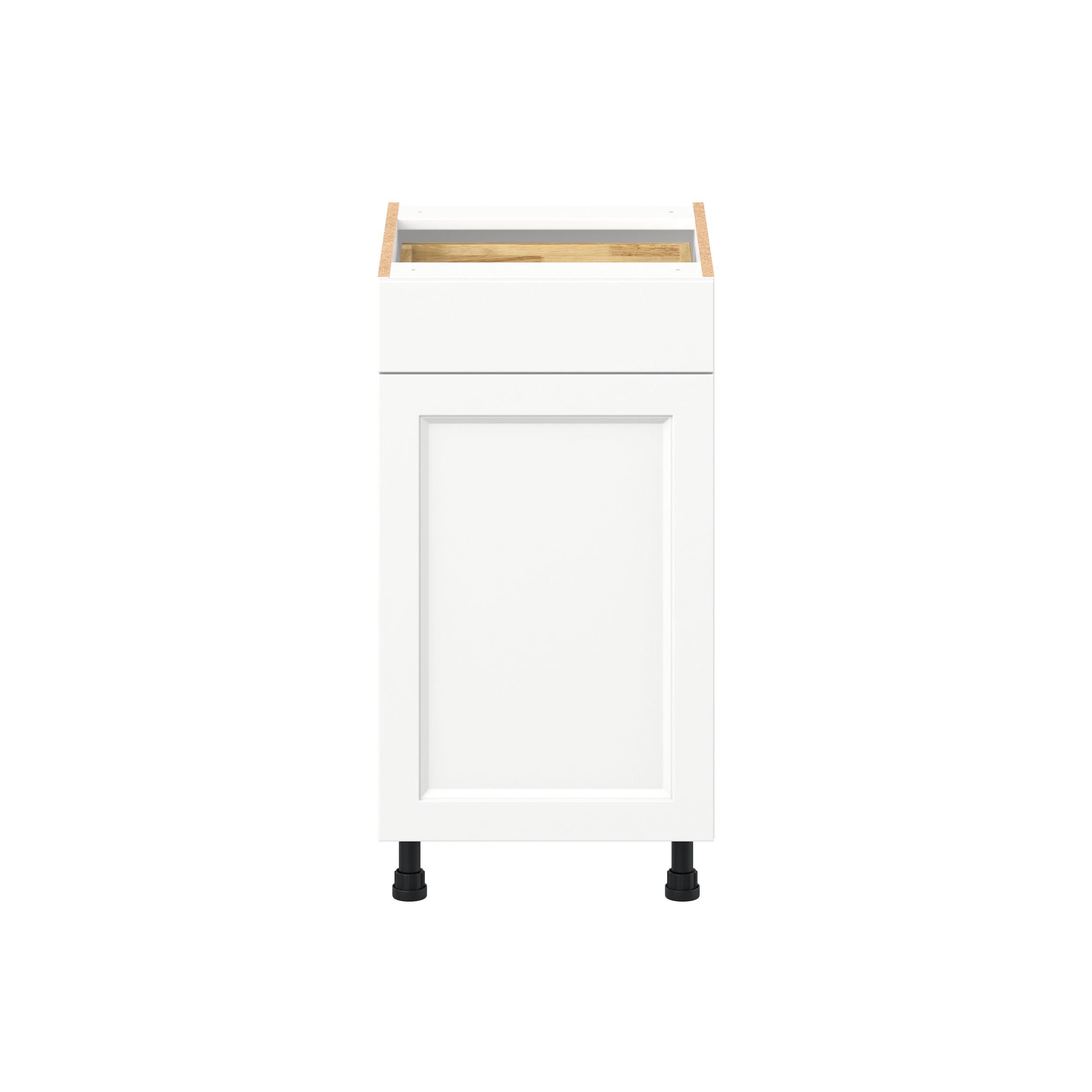 Peachtree 18 in. Painted Bright White Vanity Door and Drawer Base Cabinet