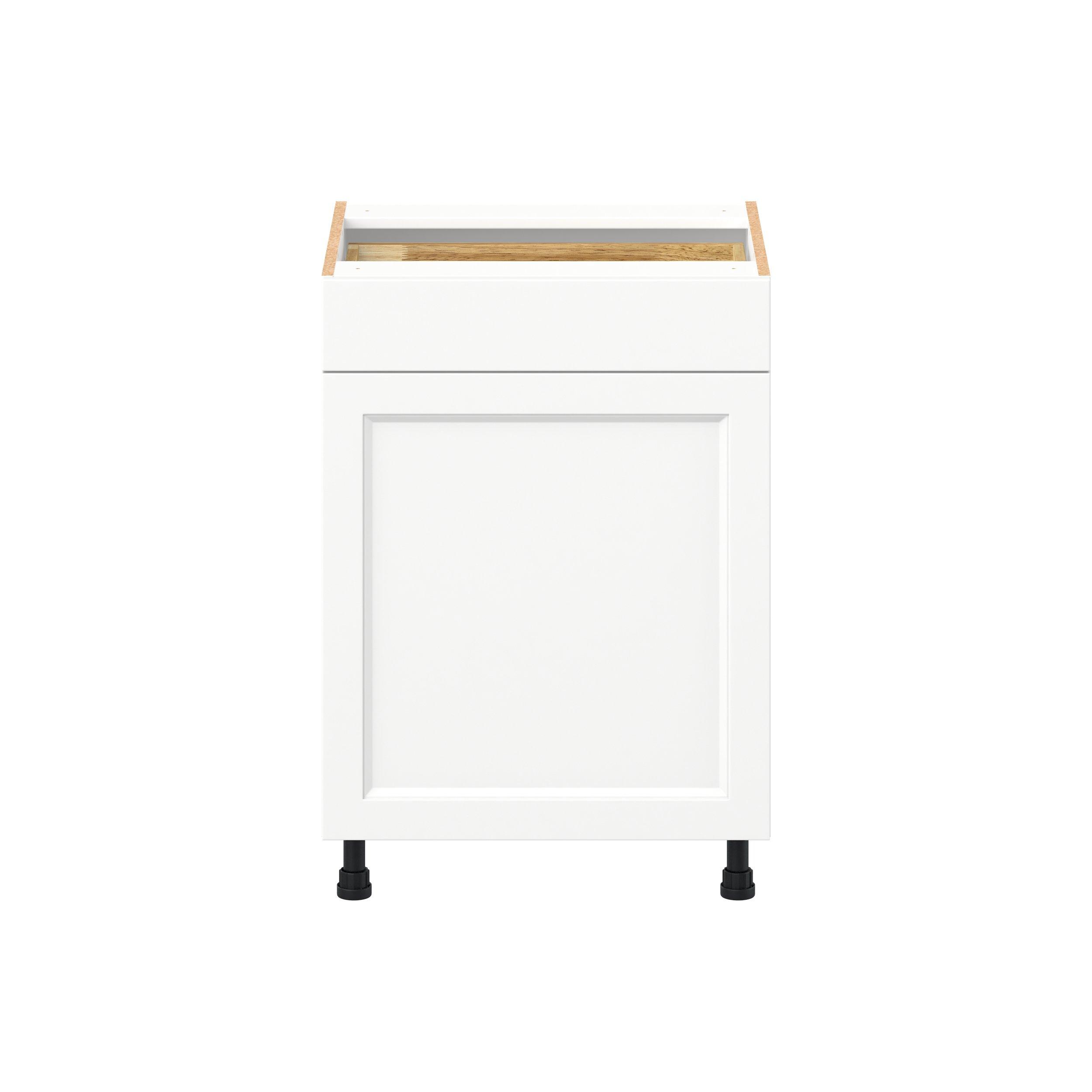 Peachtree 24 in. Painted Bright White Vanity Door and Drawer Base Cabinet