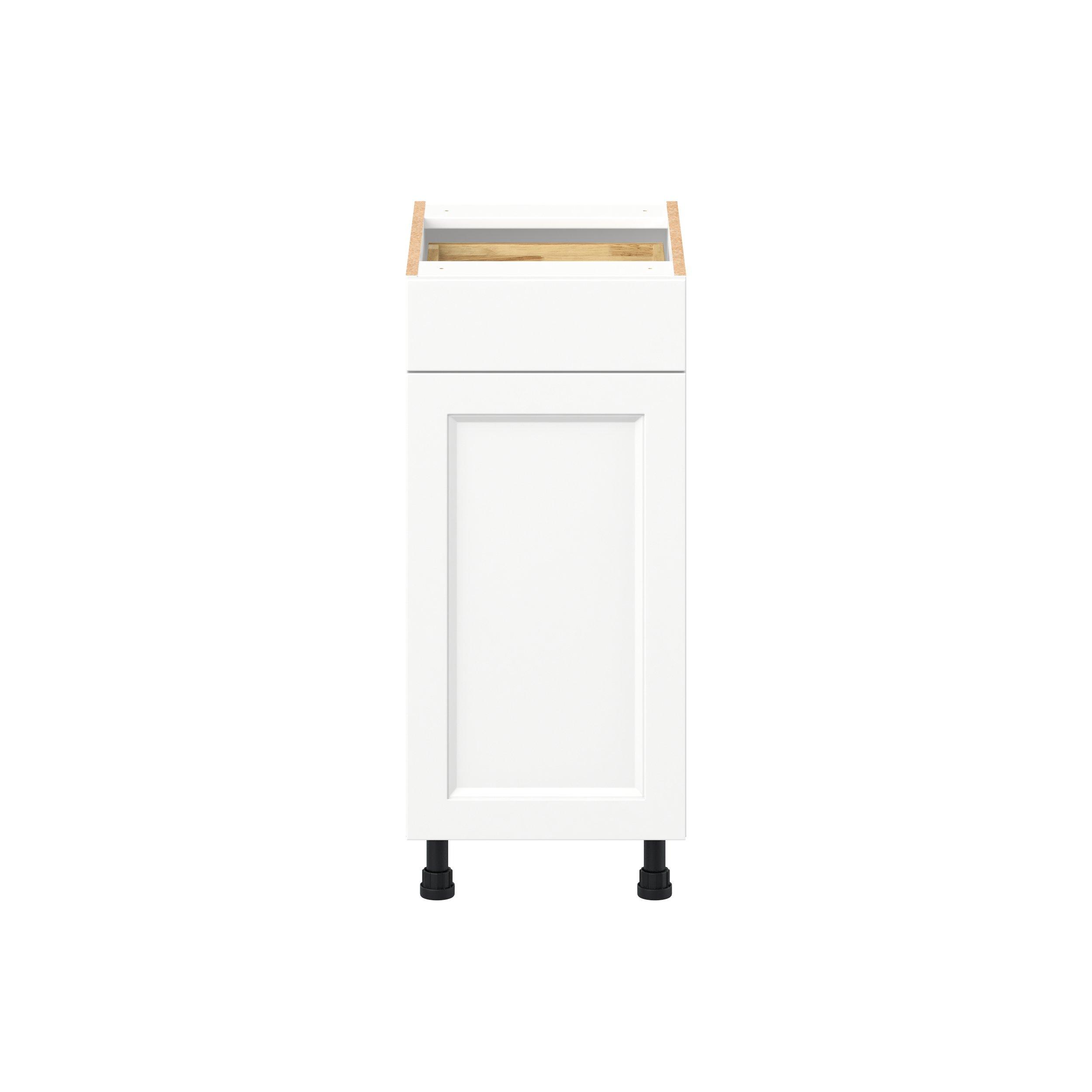 Peachtree 15 in. Painted Bright White Vanity Door and Drawer Base Cabinet