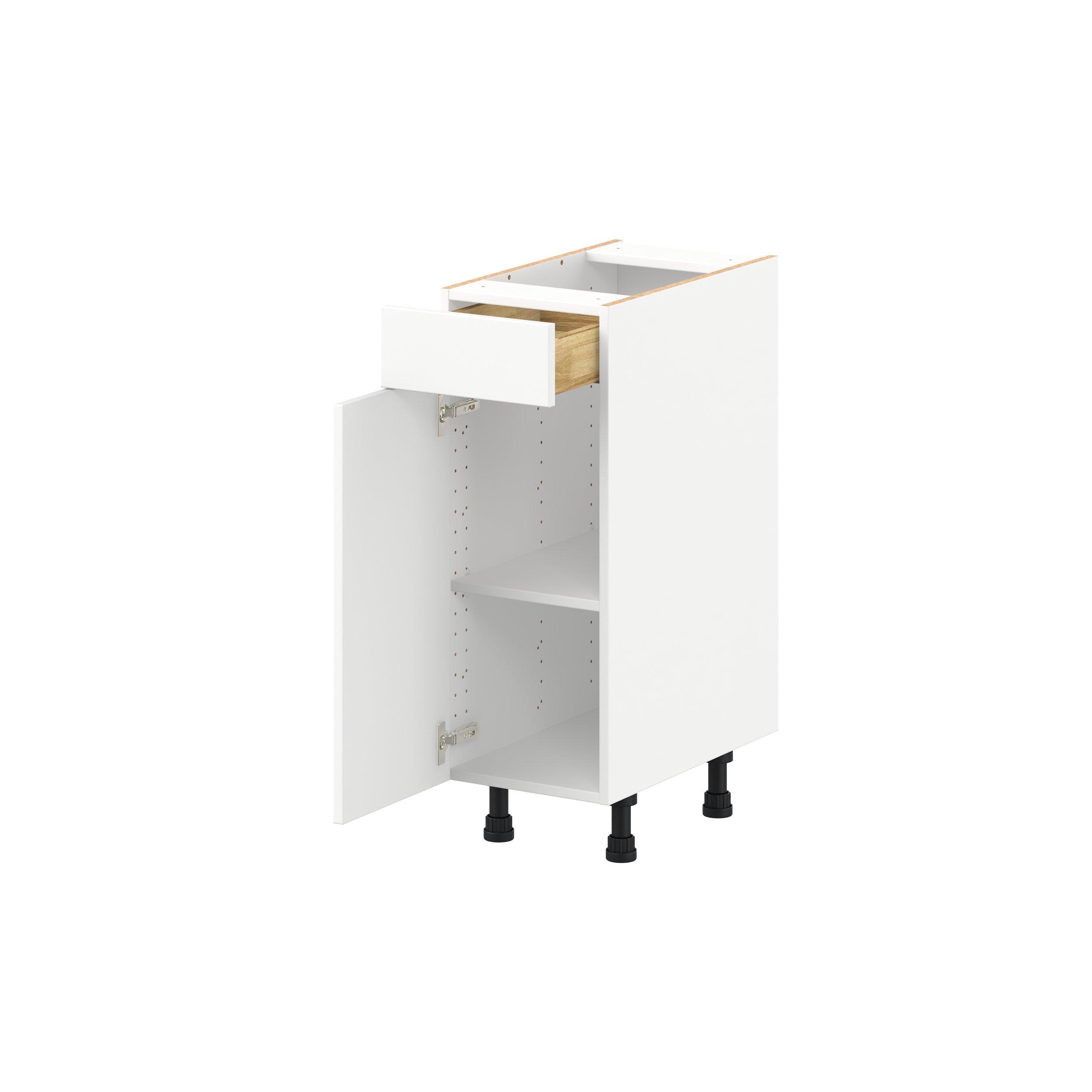 Peachtree 12 in. Painted Bright White Vanity Door and Drawer Base Cabinet