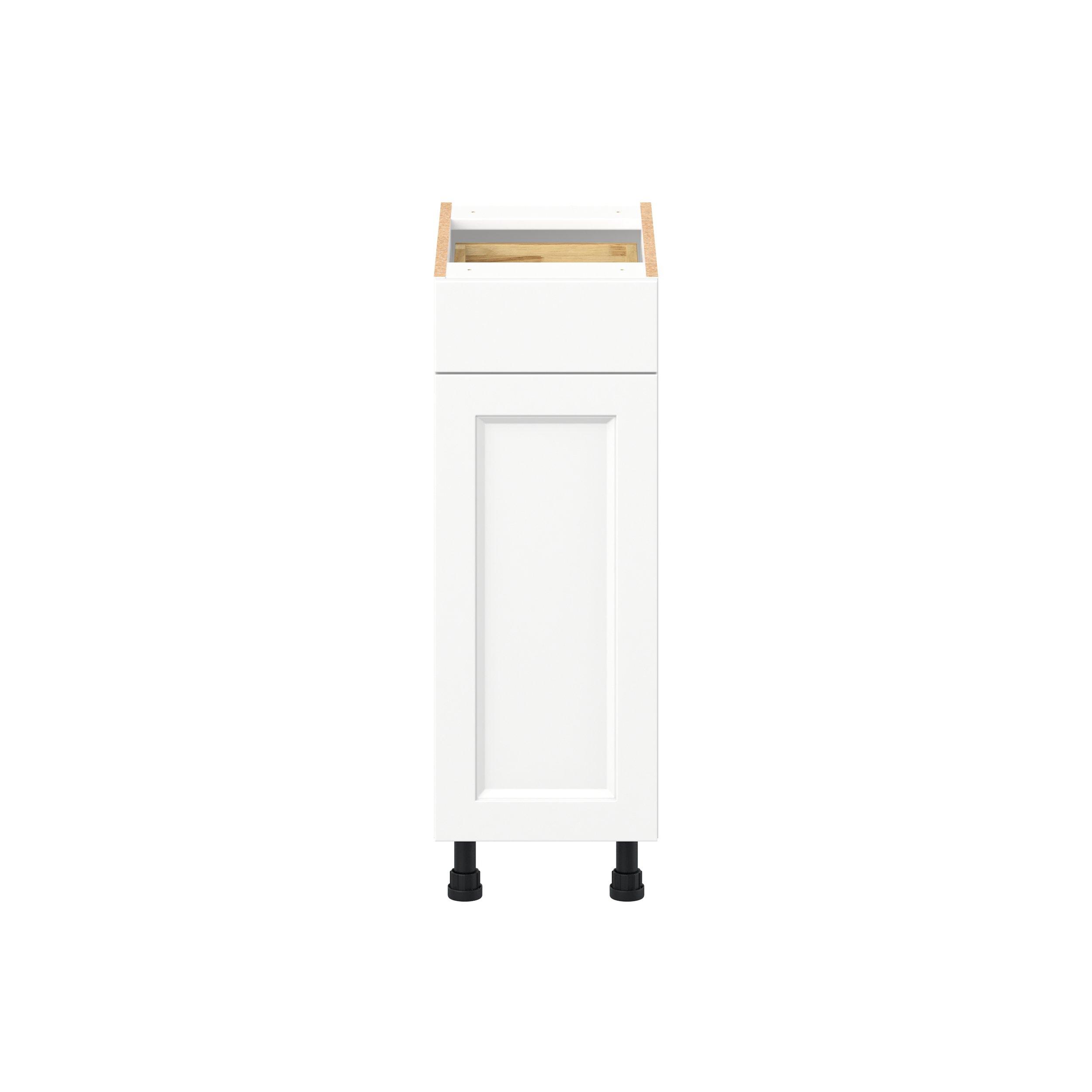 Peachtree 12 in. Painted Bright White Vanity Door and Drawer Base Cabinet